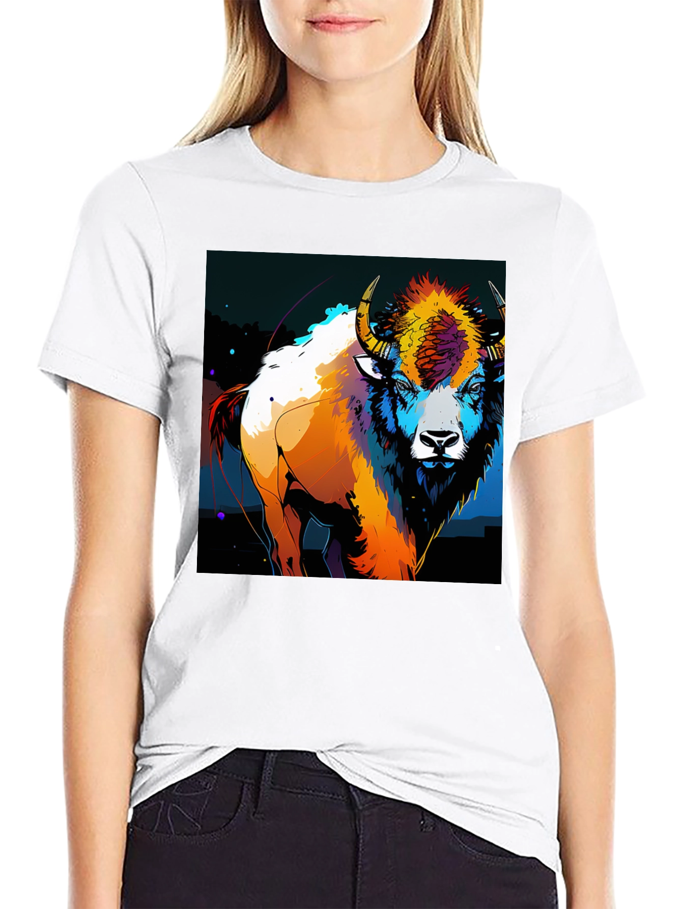 Vibrant Bison Graphic T-Shirt