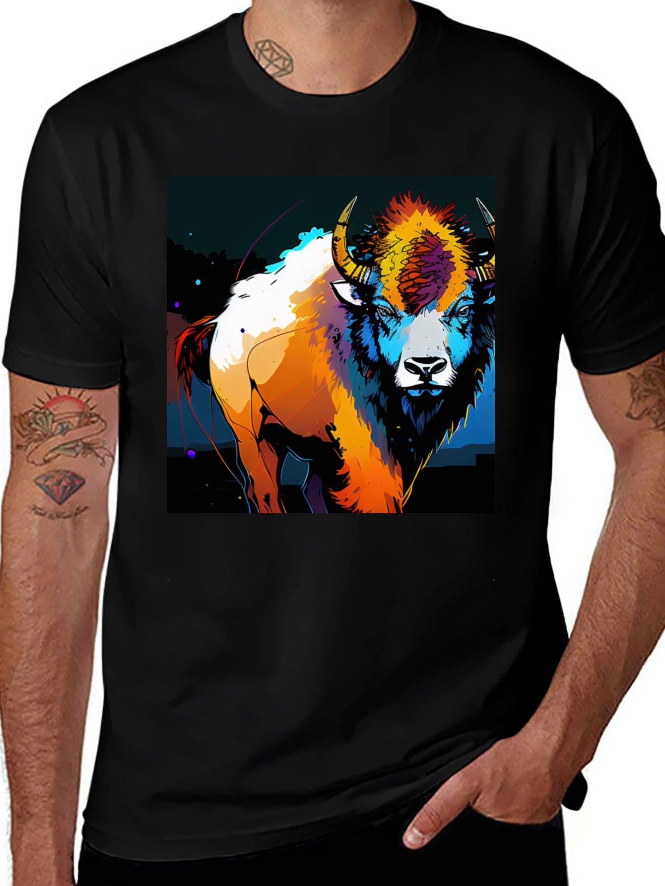 Vibrant Bison Graphic T-Shirt