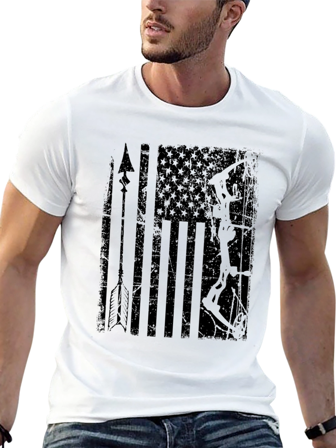 American Flag Bow Hunting T-Shirt