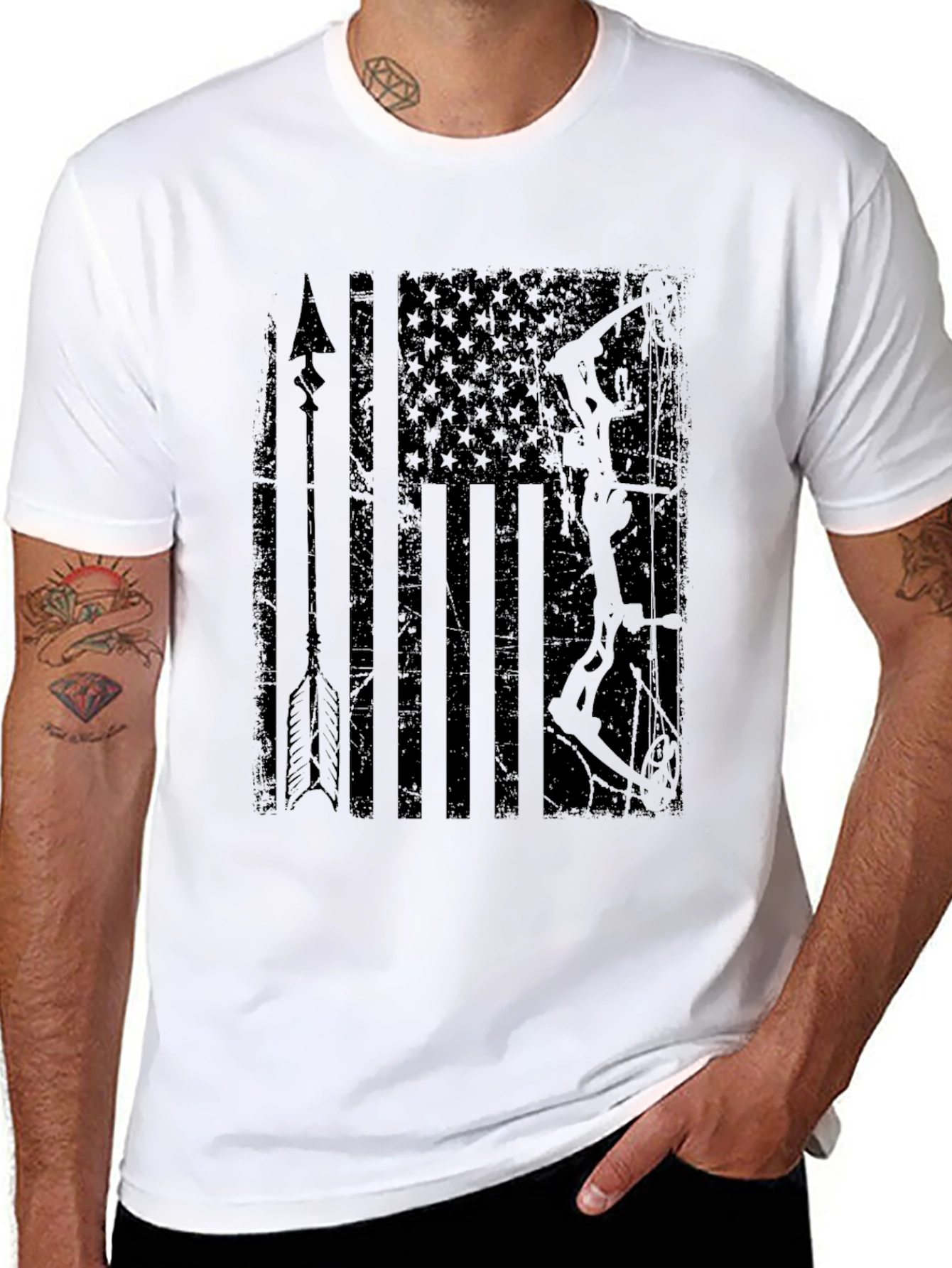 American Flag Bow Hunting T-Shirt