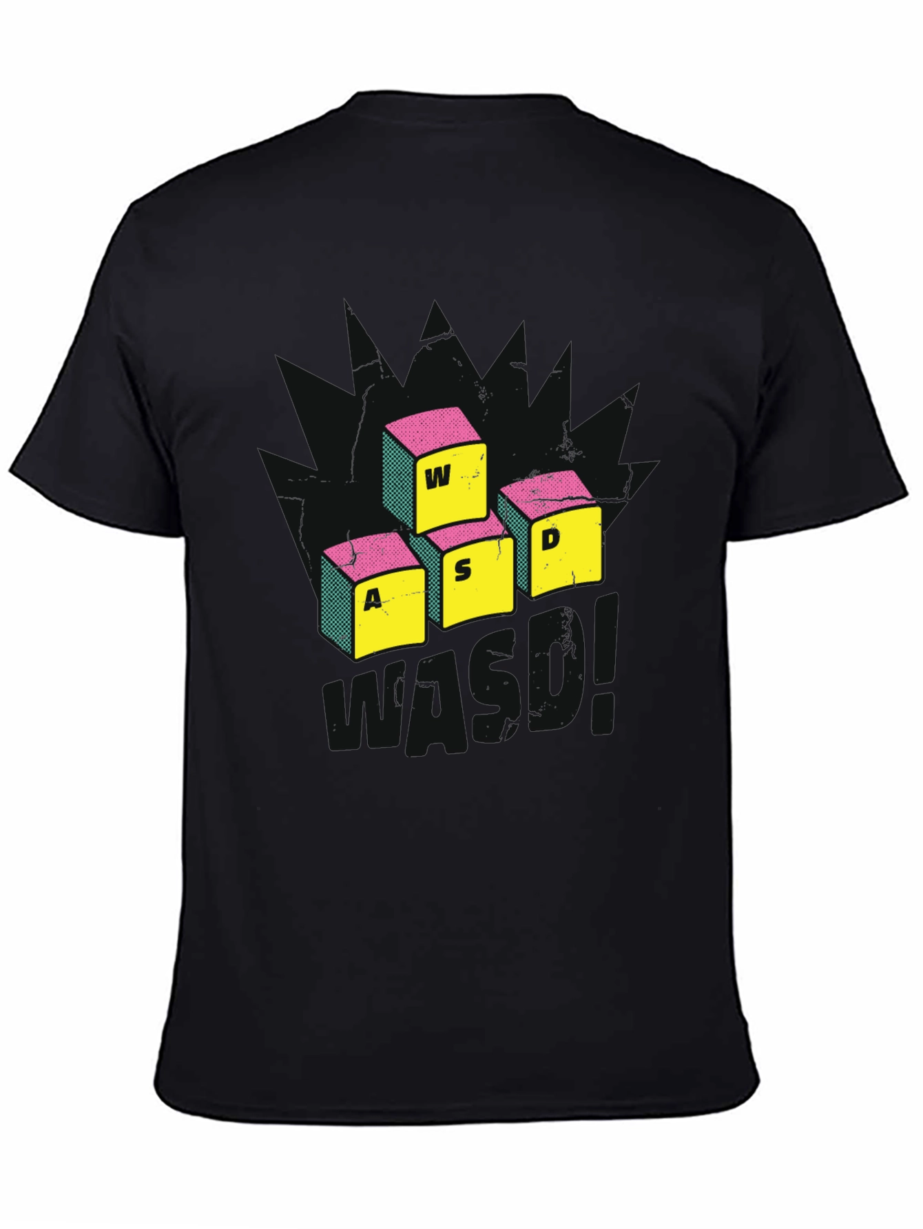 Gamer WASD Keys Graphic Tee - Black Cotton T-Shirt