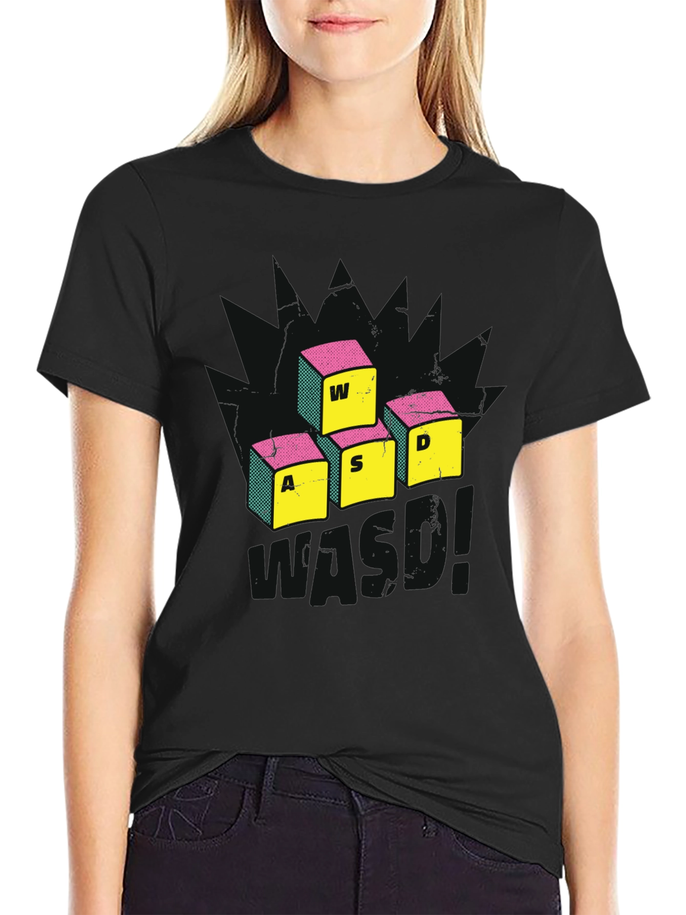 Gamer WASD Keys Graphic Tee - Black Cotton T-Shirt