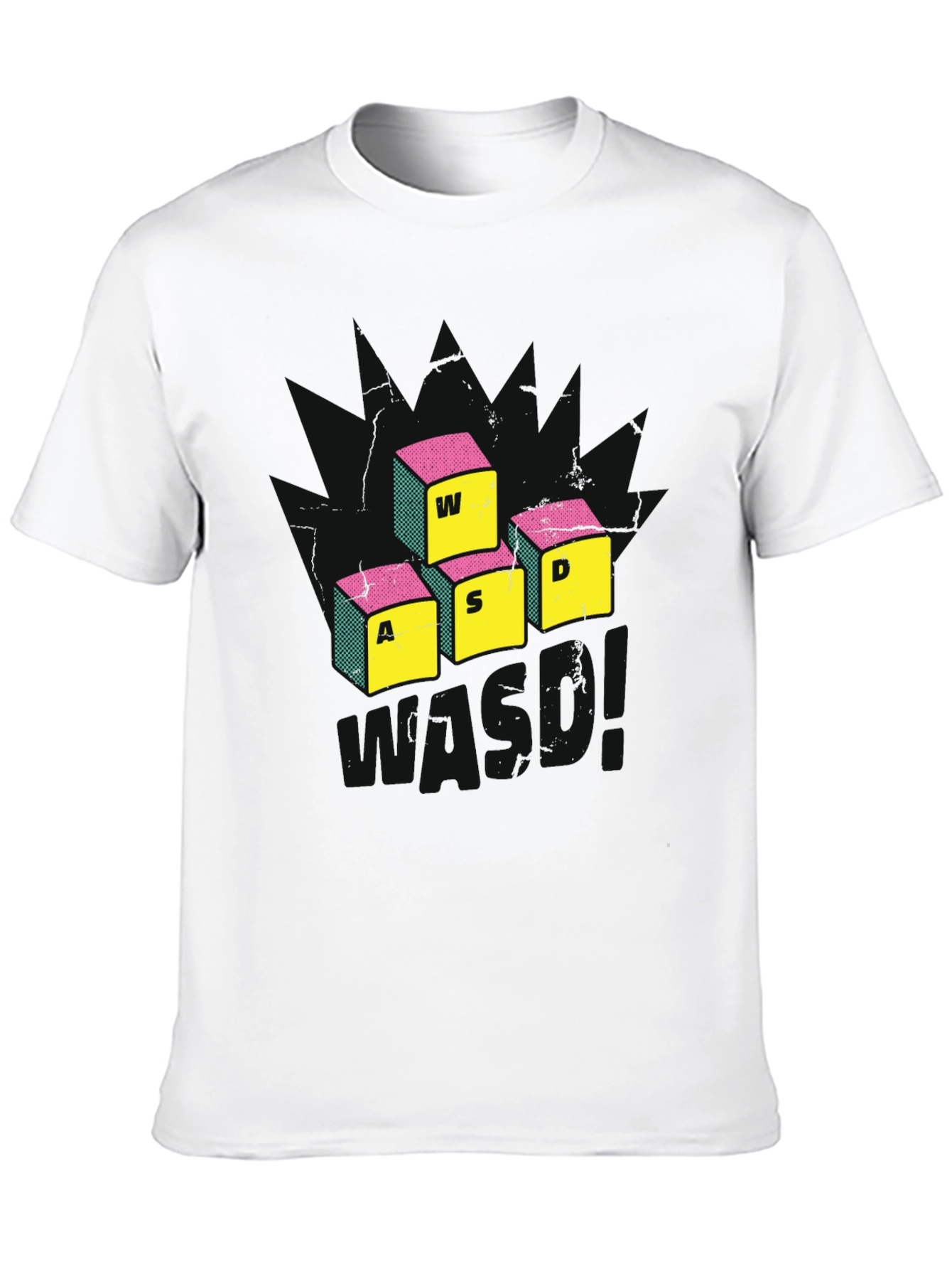 Gamer WASD Keys Graphic Tee - Black Cotton T-Shirt