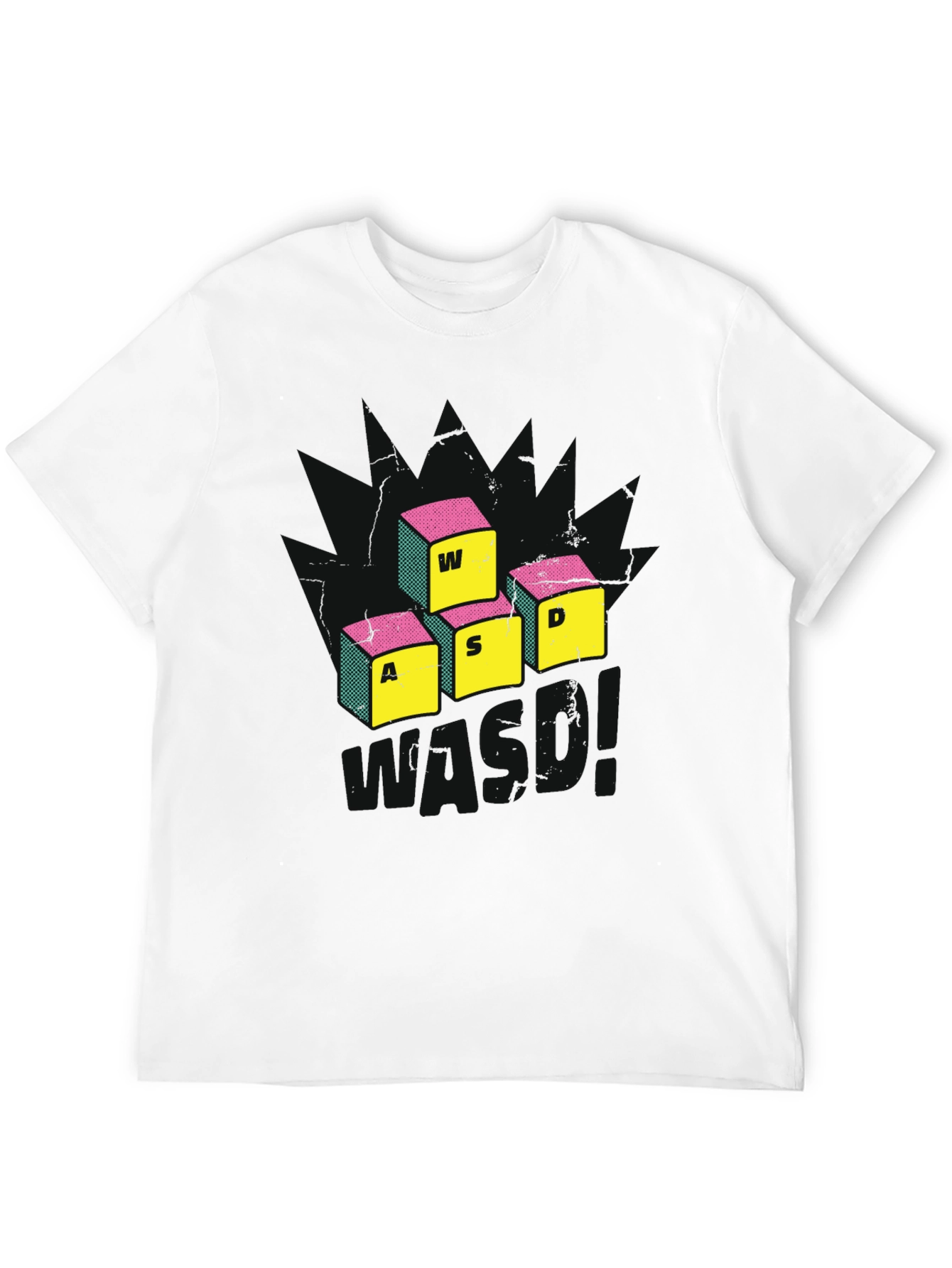 Gamer WASD Keys Graphic Tee - Black Cotton T-Shirt