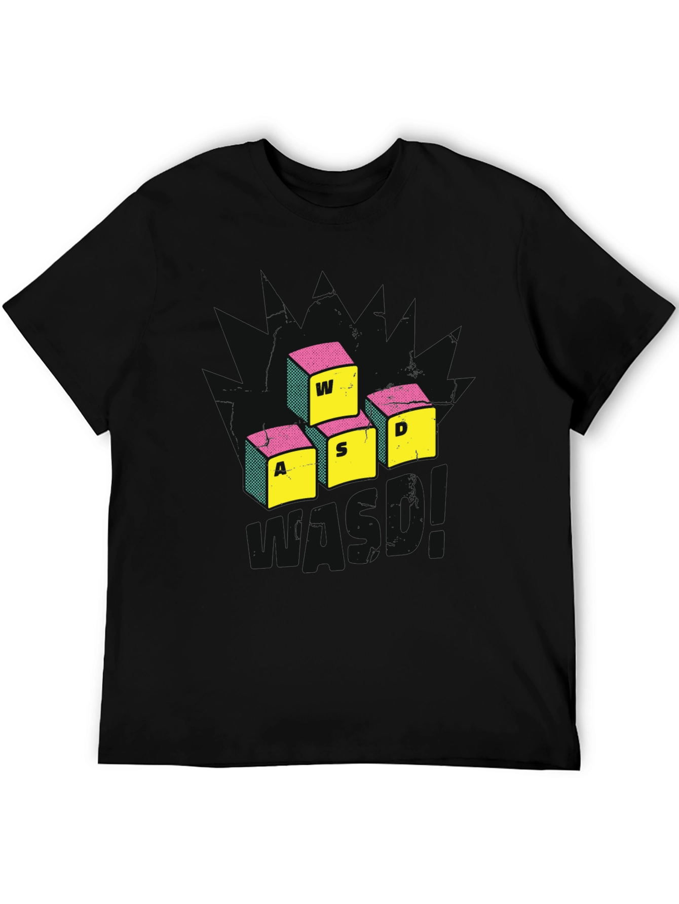 Gamer WASD Keys Graphic Tee - Black Cotton T-Shirt