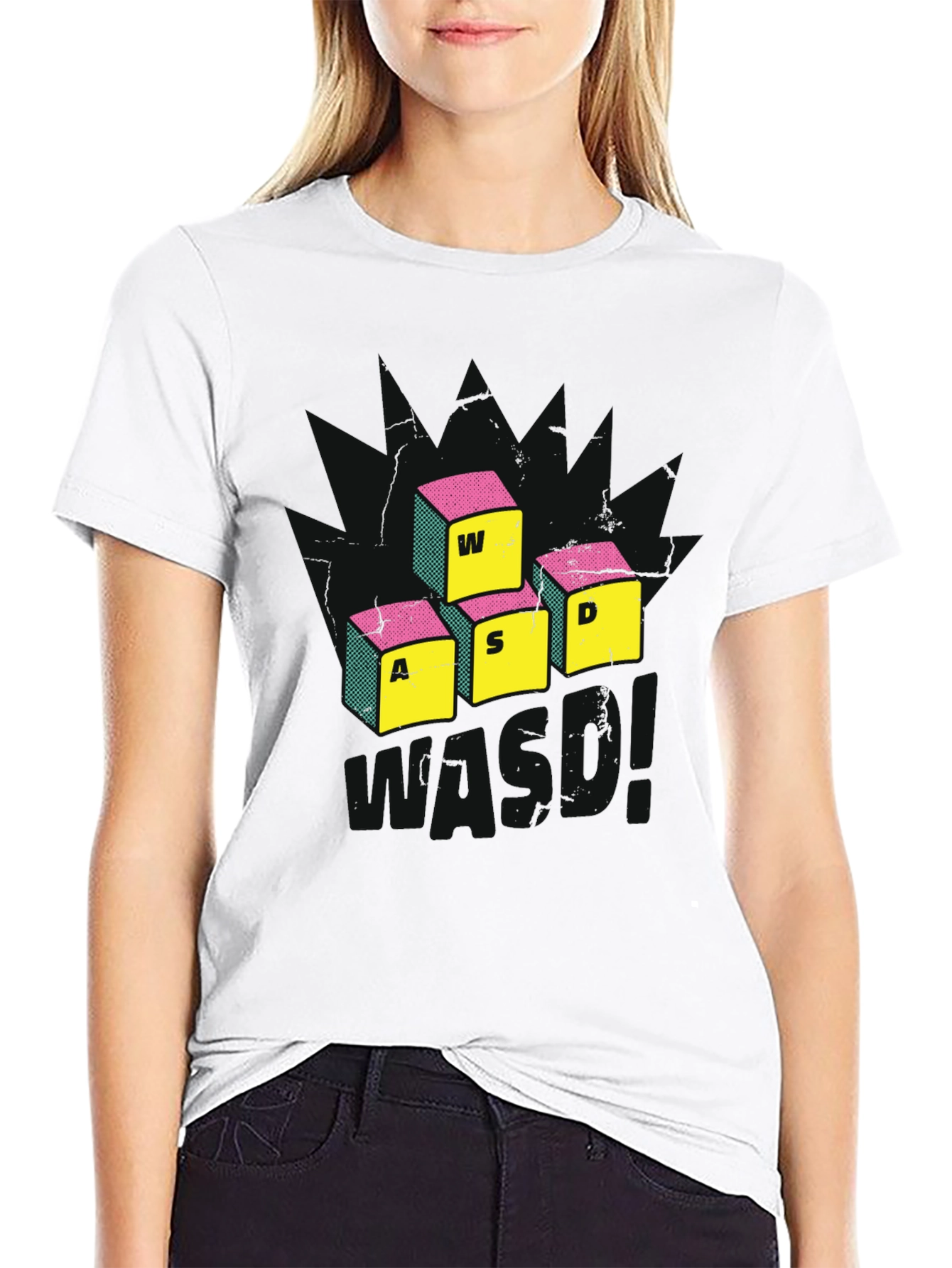 Gamer WASD Keys Graphic Tee - Black Cotton T-Shirt