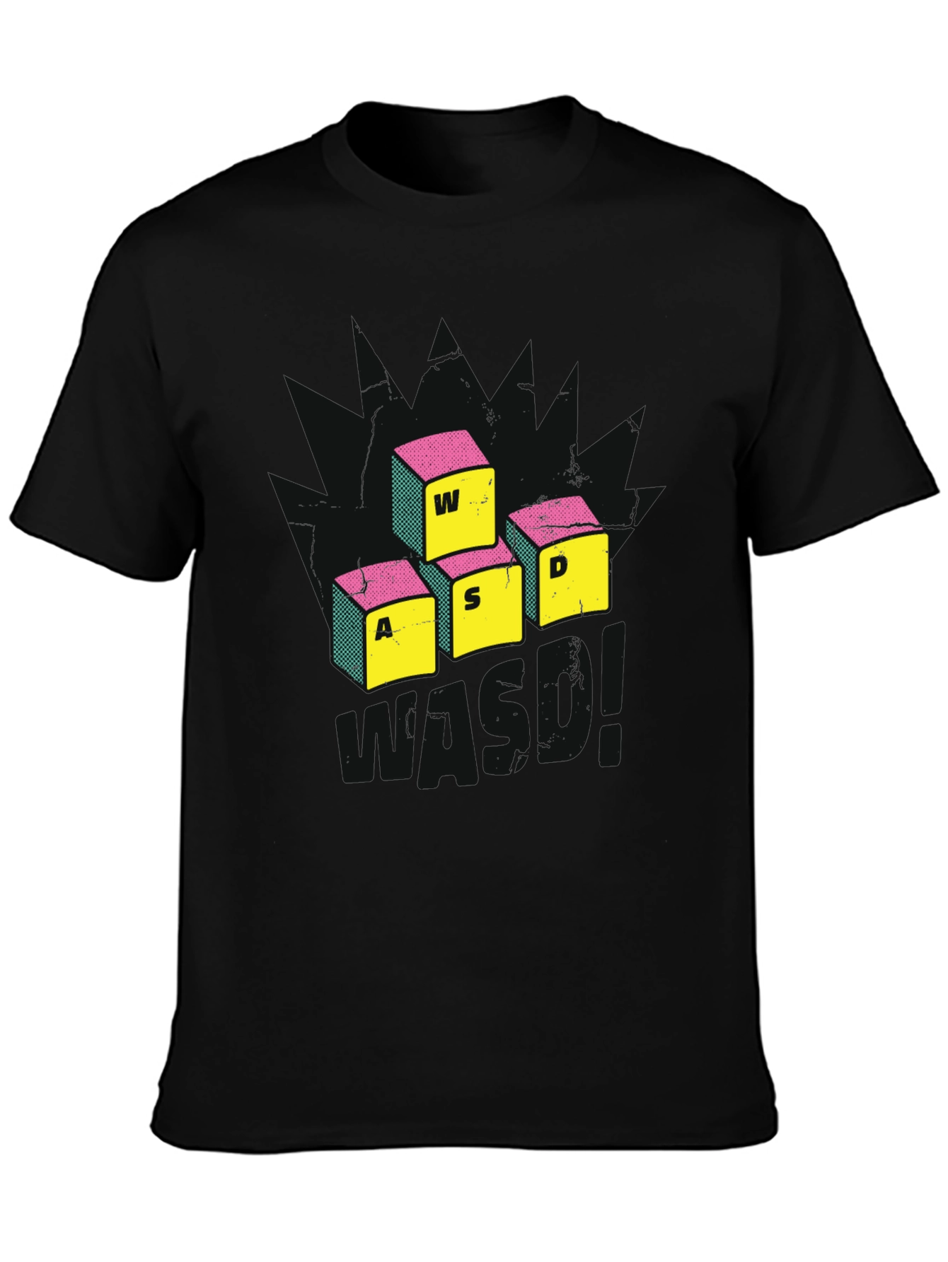 Gamer WASD Keys Graphic Tee - Black Cotton T-Shirt