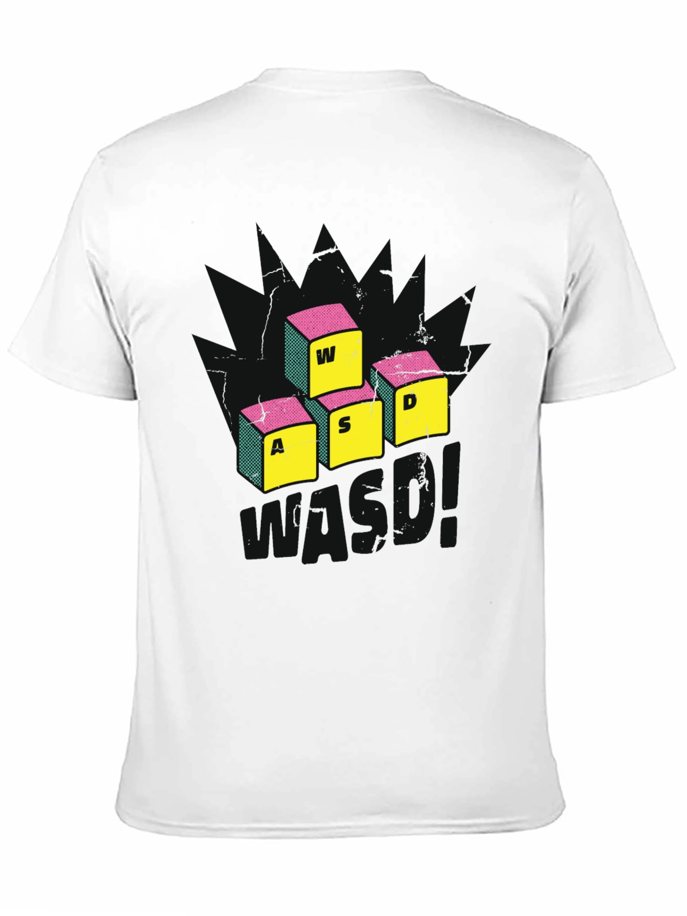 Gamer WASD Keys Graphic Tee - Black Cotton T-Shirt
