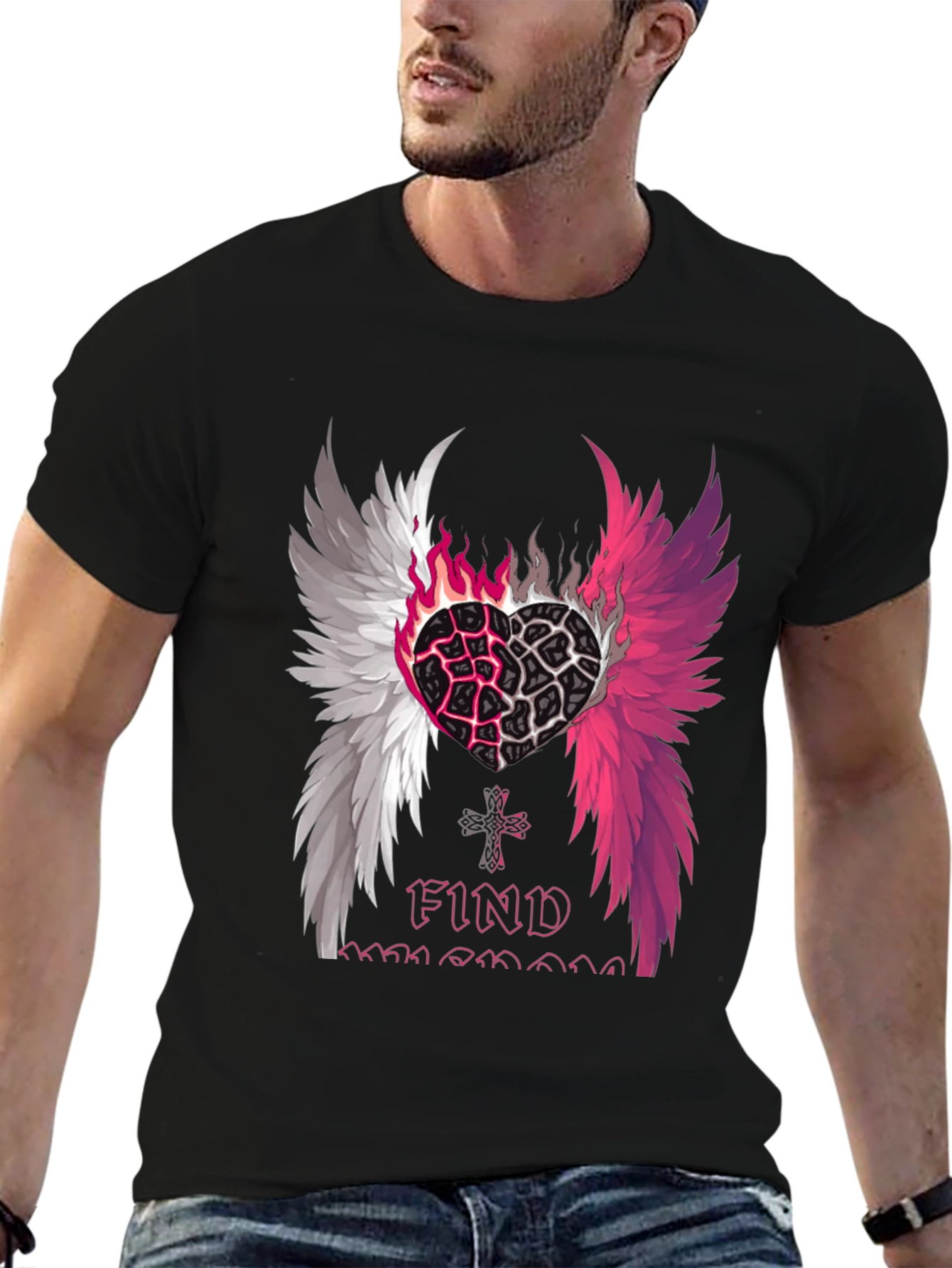 Heart Wings Graphic T-Shirt - Find Someone