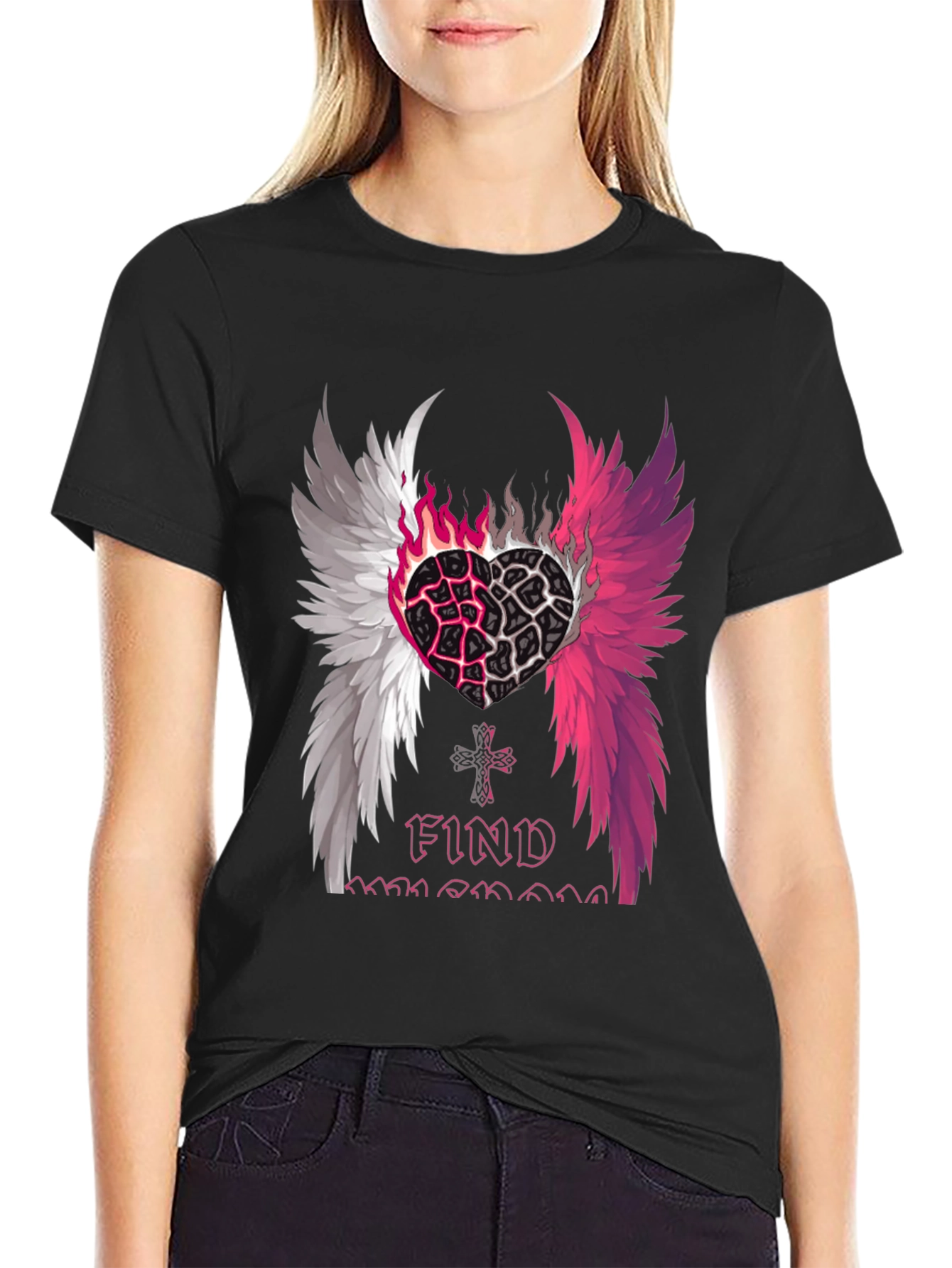 Heart Wings Graphic T-Shirt - Find Someone