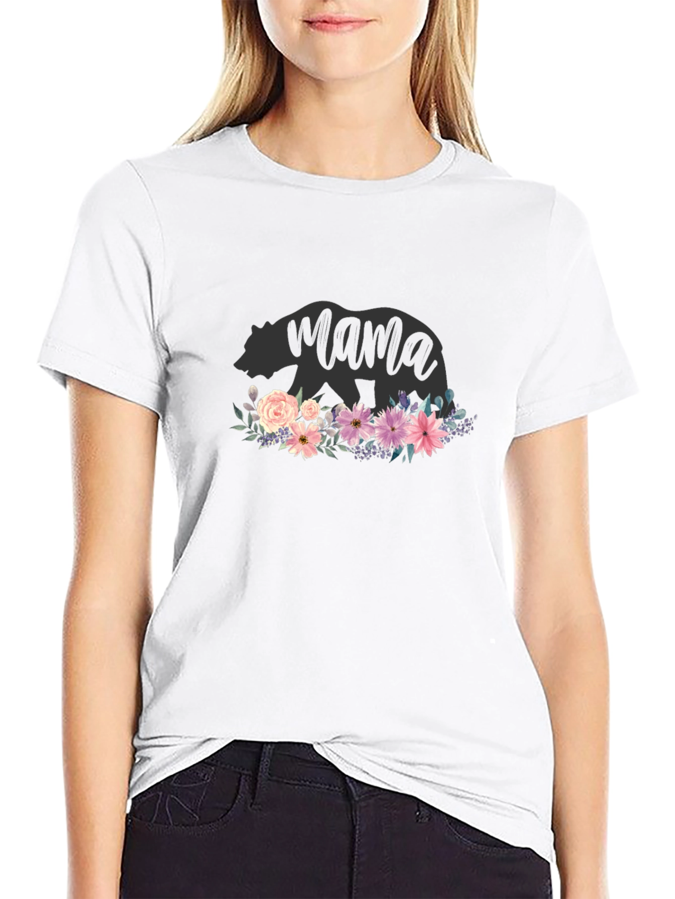 Mama Bear Floral T-Shirt - Cute Womens Tee