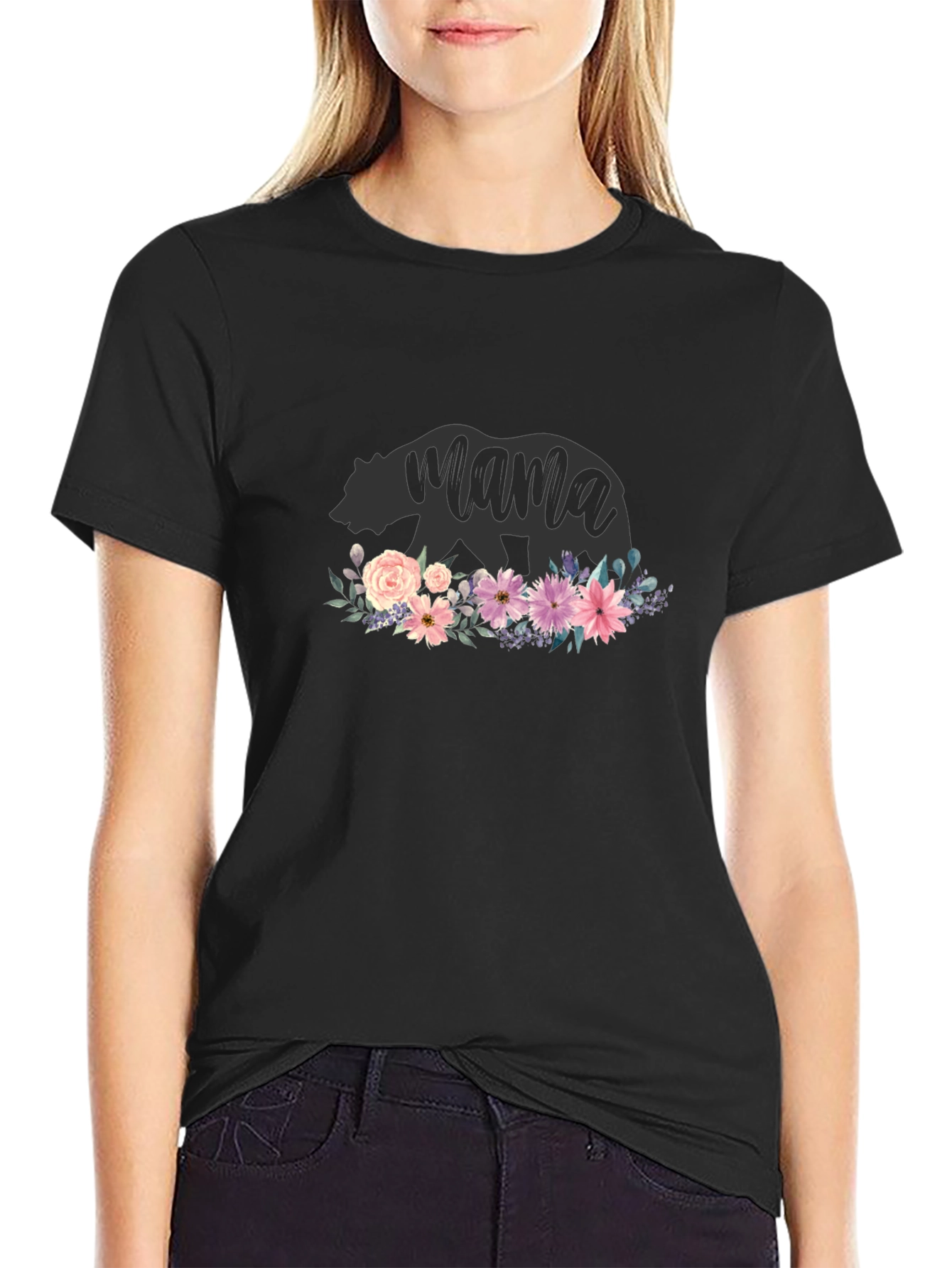 Mama Bear Floral T-Shirt - Cute Womens Tee