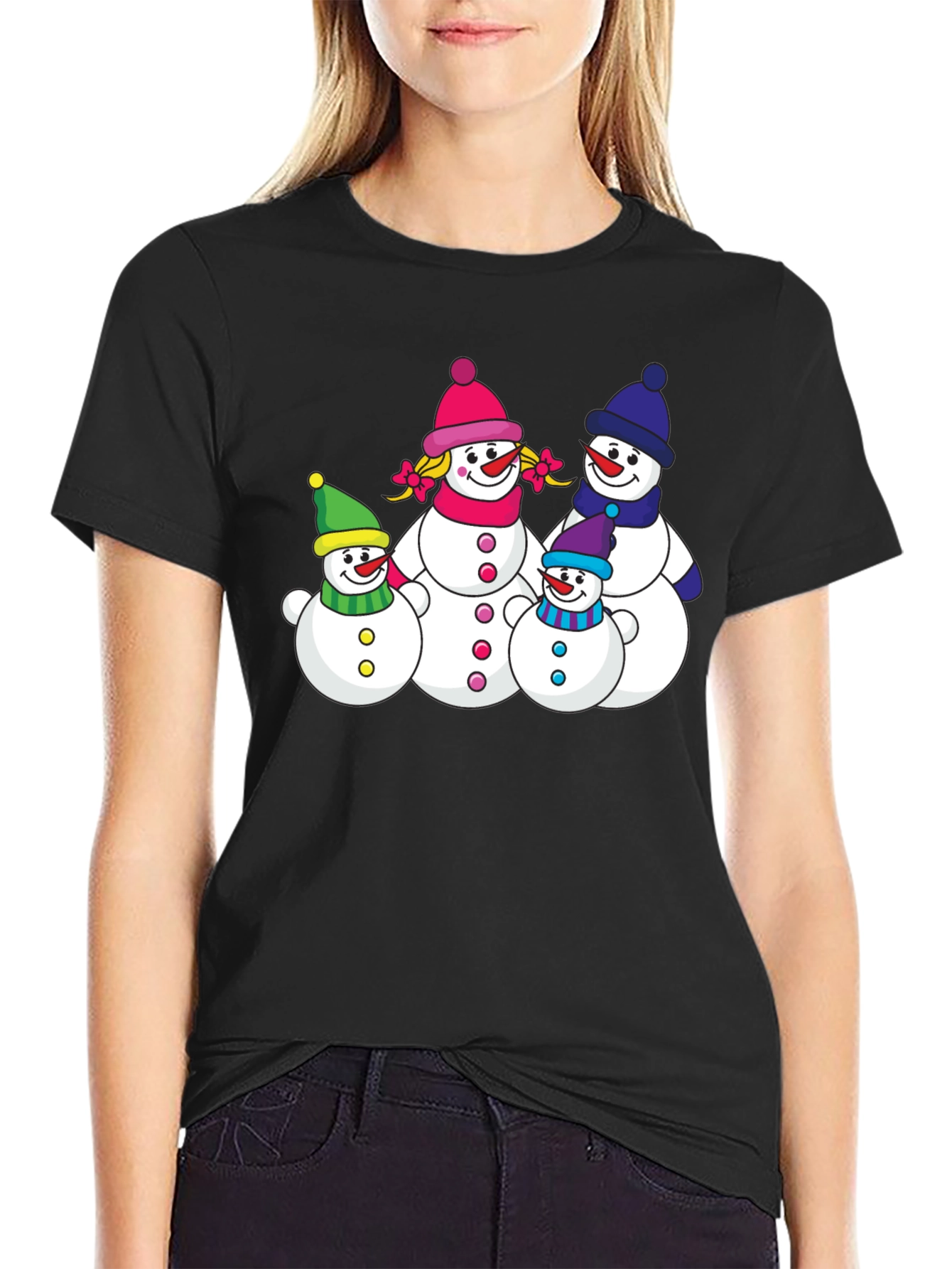 Snowman Family Graphic Tee - Festive Holiday Shirt