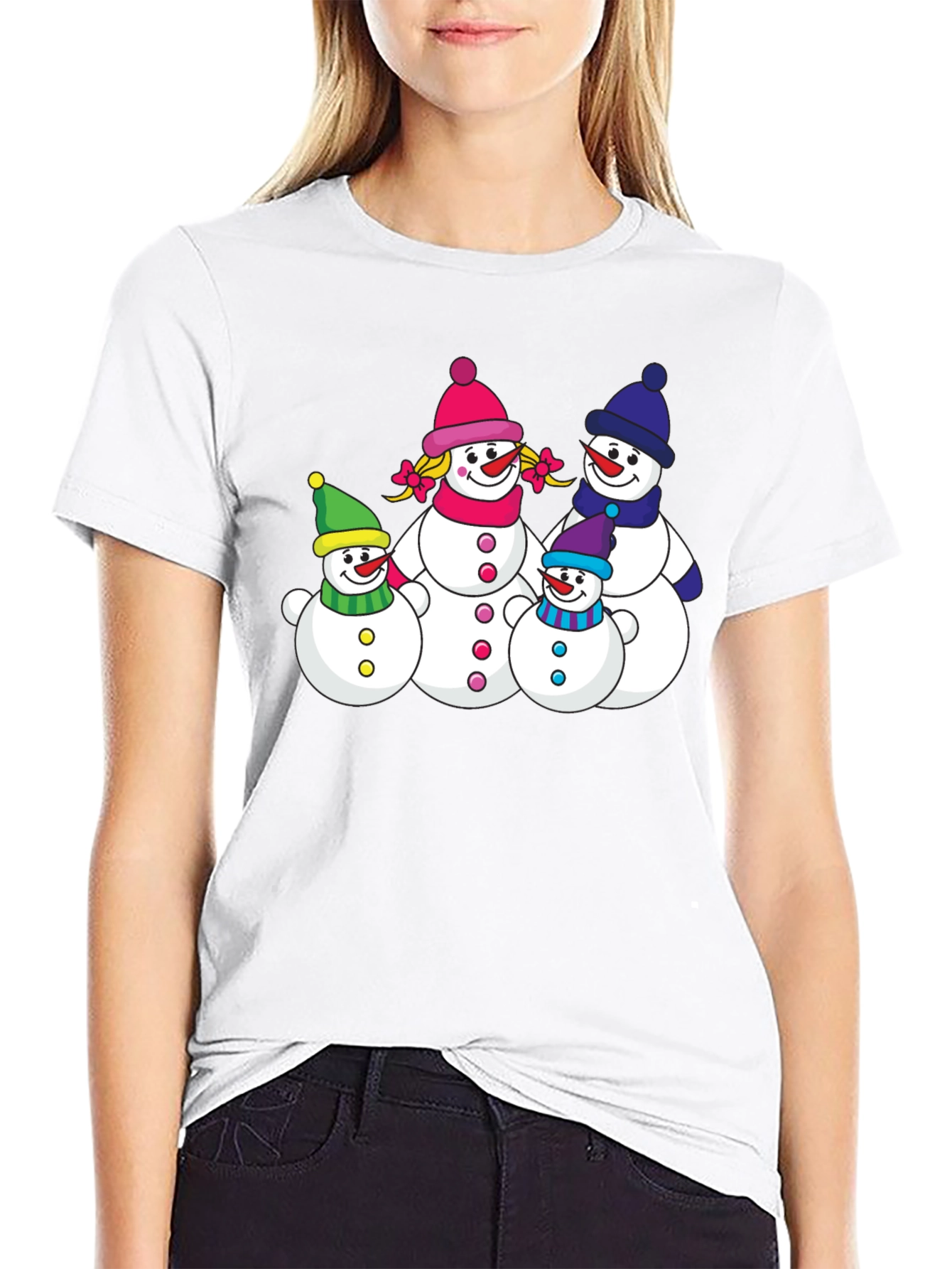 Snowman Family Graphic Tee - Festive Holiday Shirt