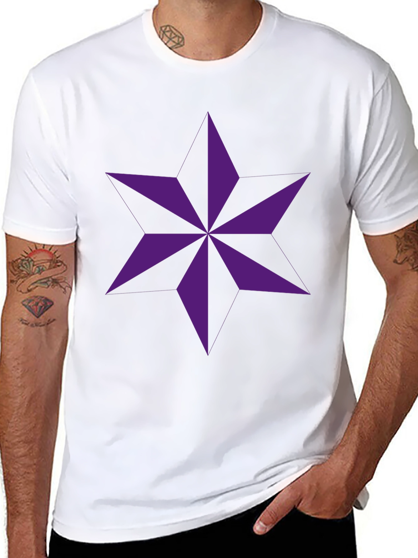 Geometric Star Graphic Black T-Shirt