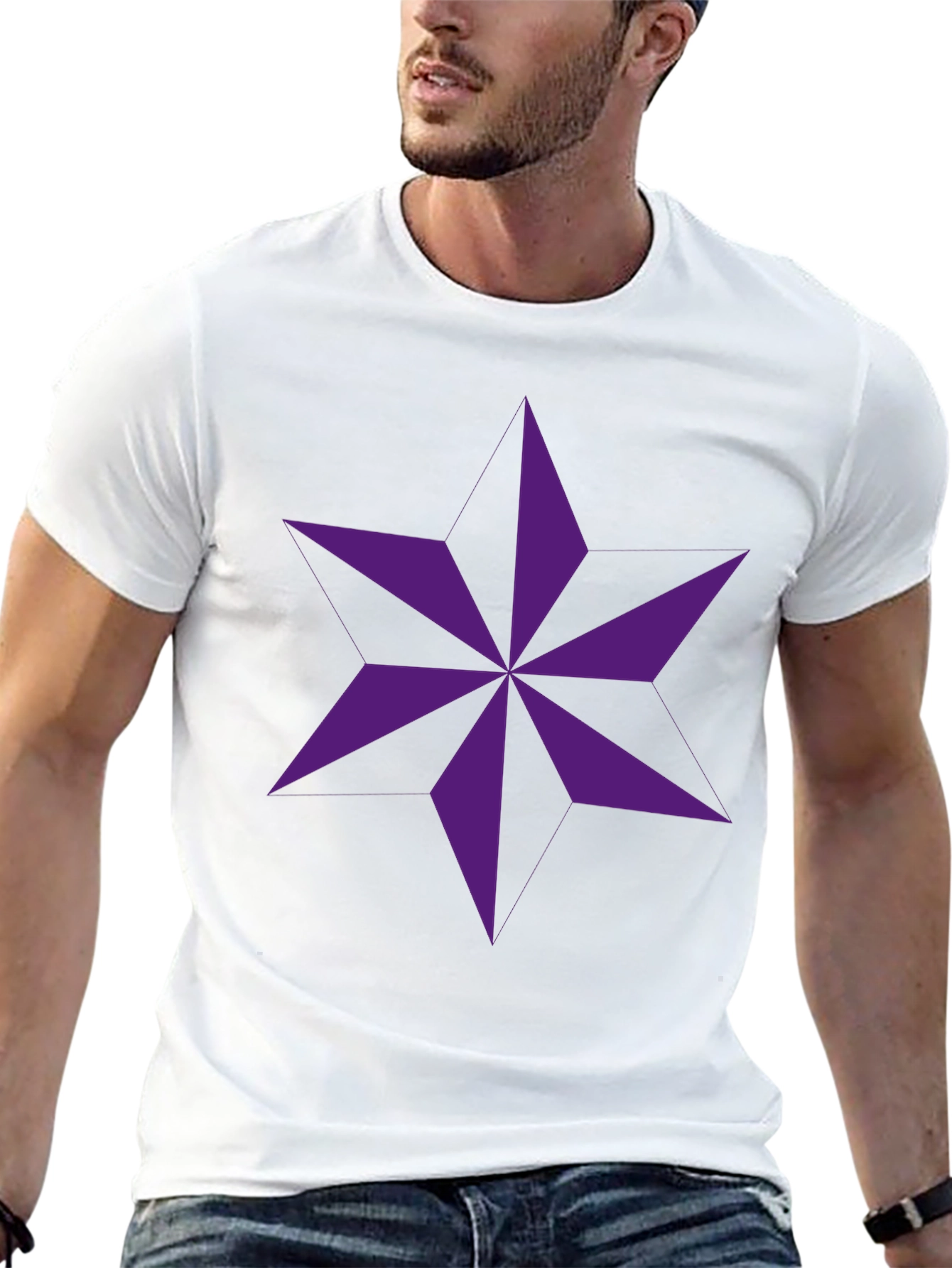 Geometric Star Graphic Black T-Shirt