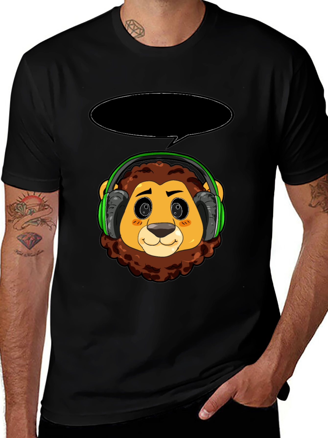 Lion Headphone T-Shirt - Fun & Stylish Graphic Tee