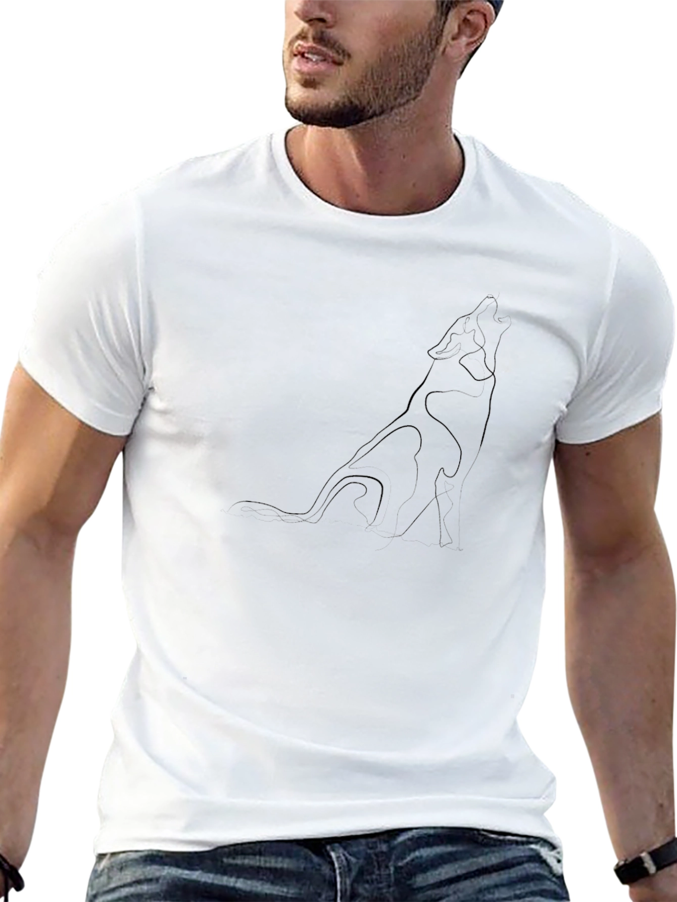 Minimalist Wolf Graphic Black T-Shirt
