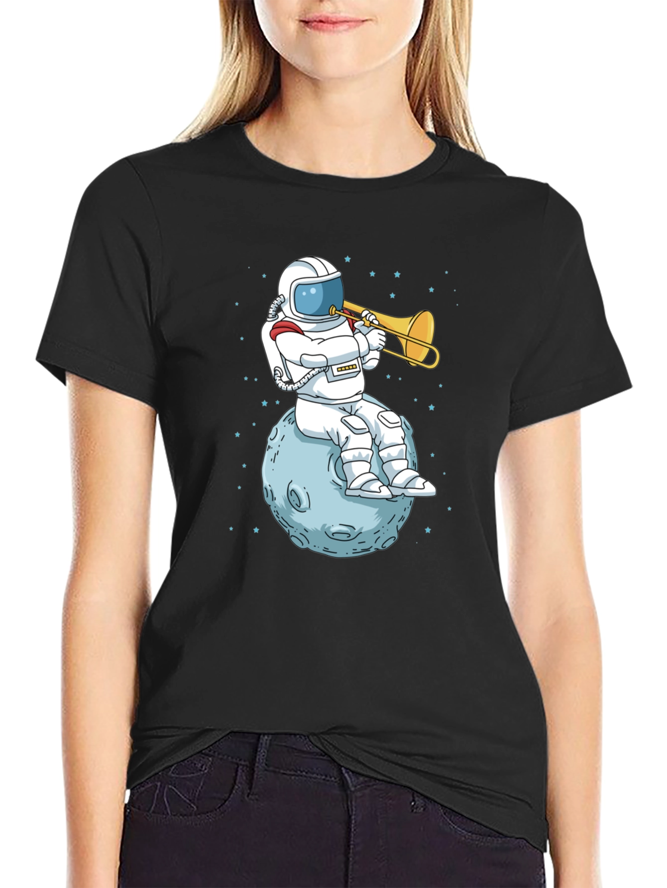 Astronaut Trombone Player Graphic T-Shirt