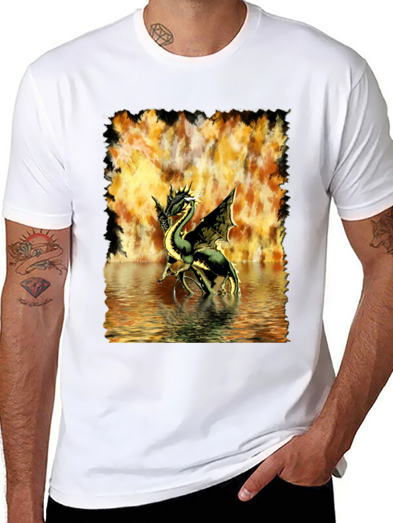 Dragon T-Shirt: Fire & Water Graphic Tee