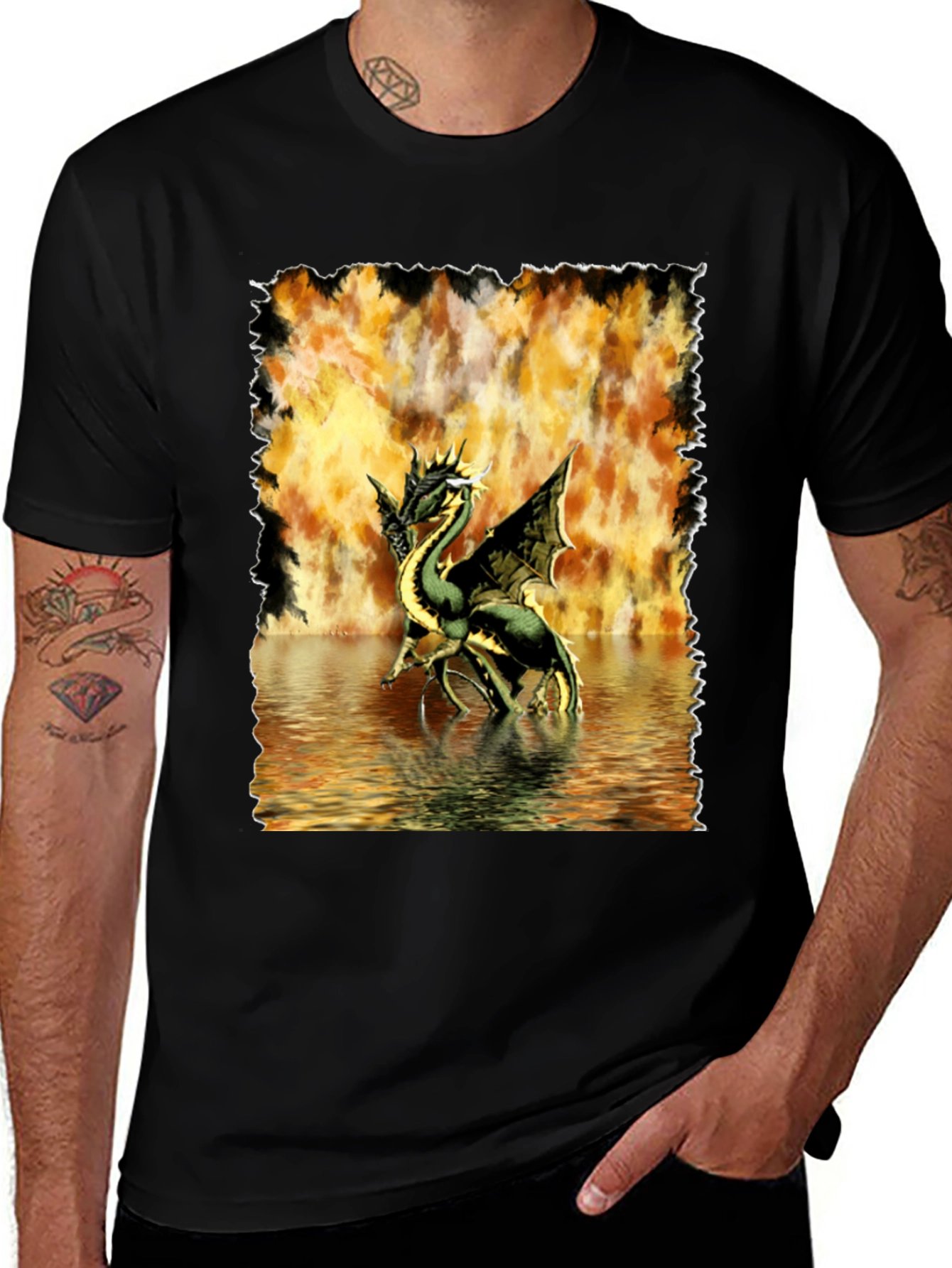Dragon T-Shirt: Fire & Water Graphic Tee