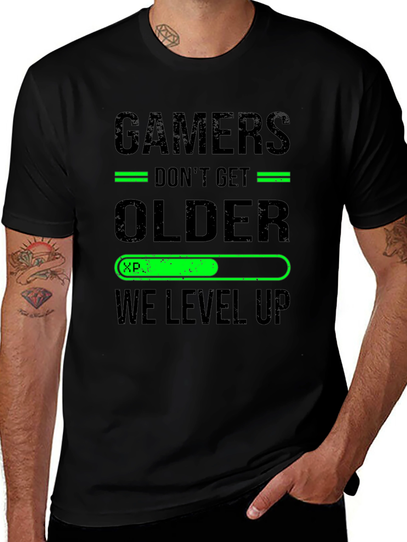 Gamers Level Up Black T-Shirt