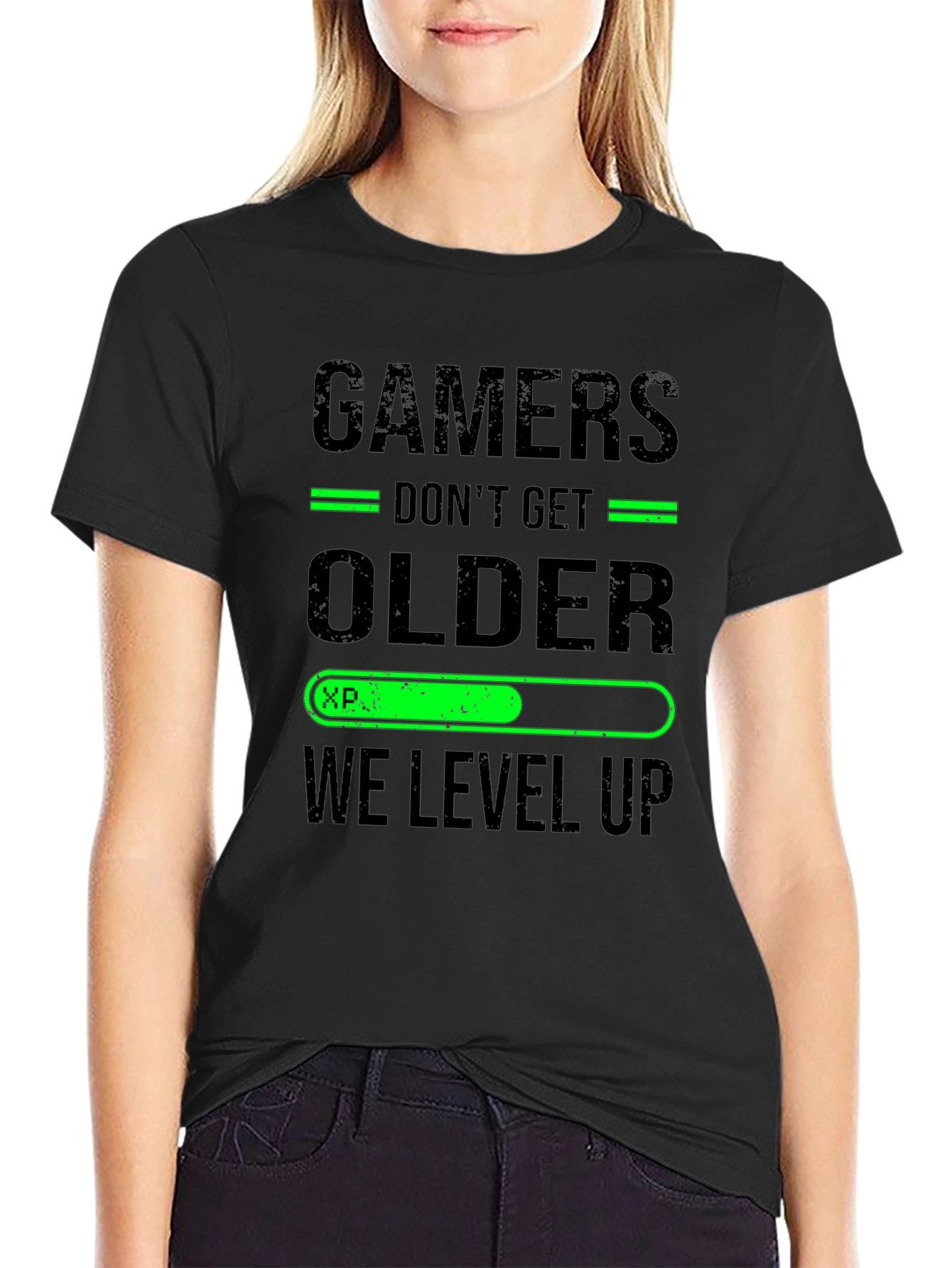 Gamers Level Up Black T-Shirt