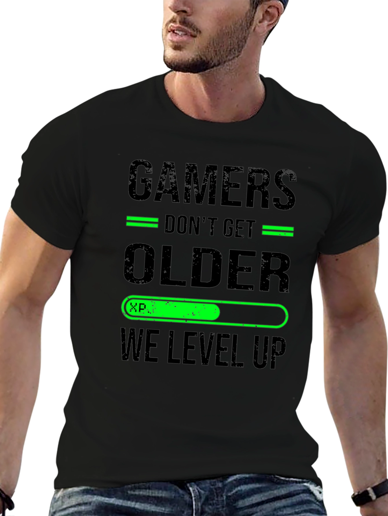 Gamers Level Up Black T-Shirt