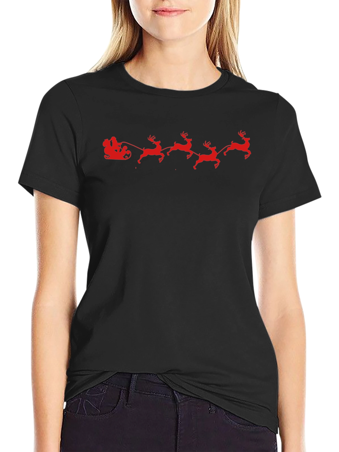 Santas Sleigh Graphic Tee - Holiday Style