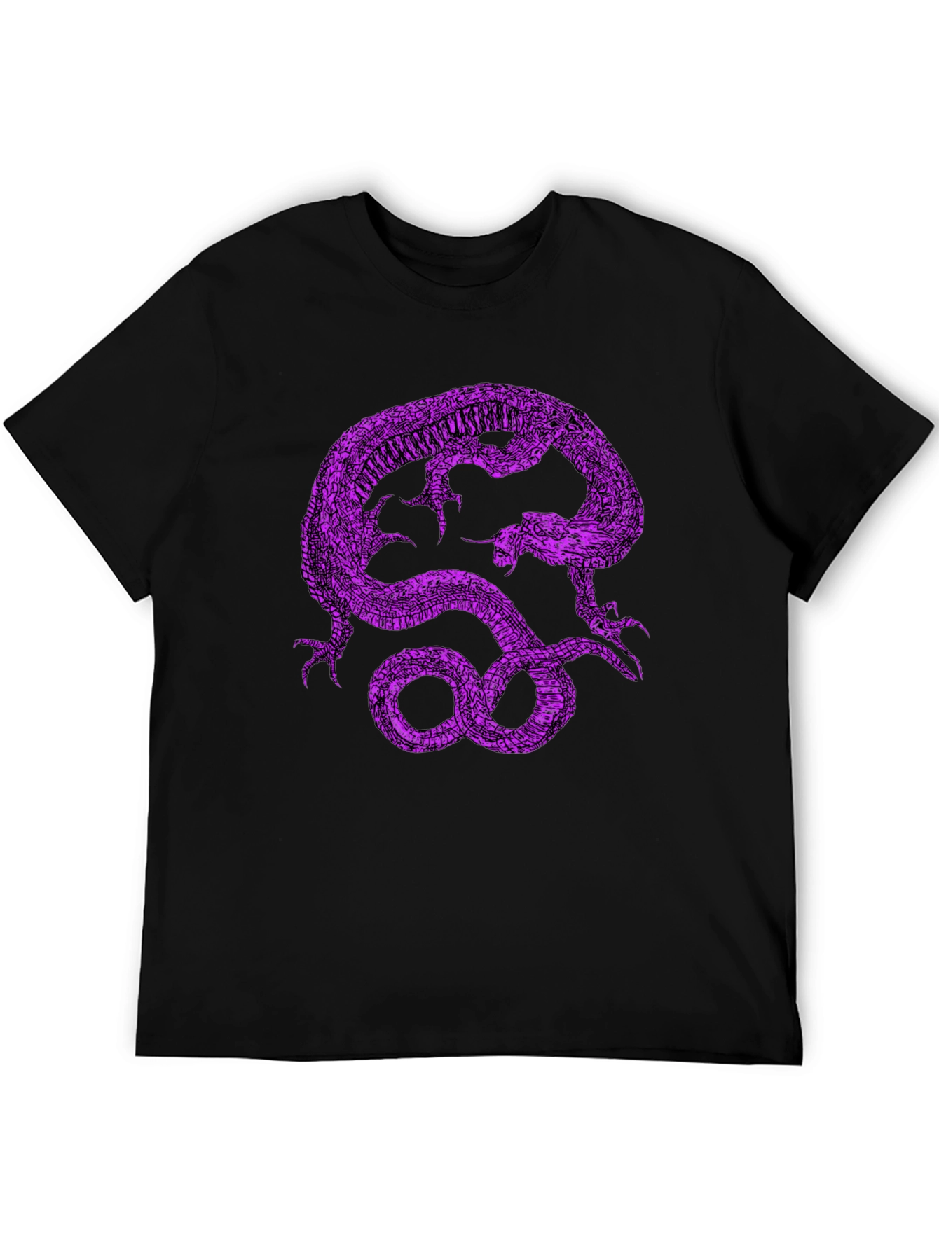 Black T-Shirt with Purple Dragon Graphic Print