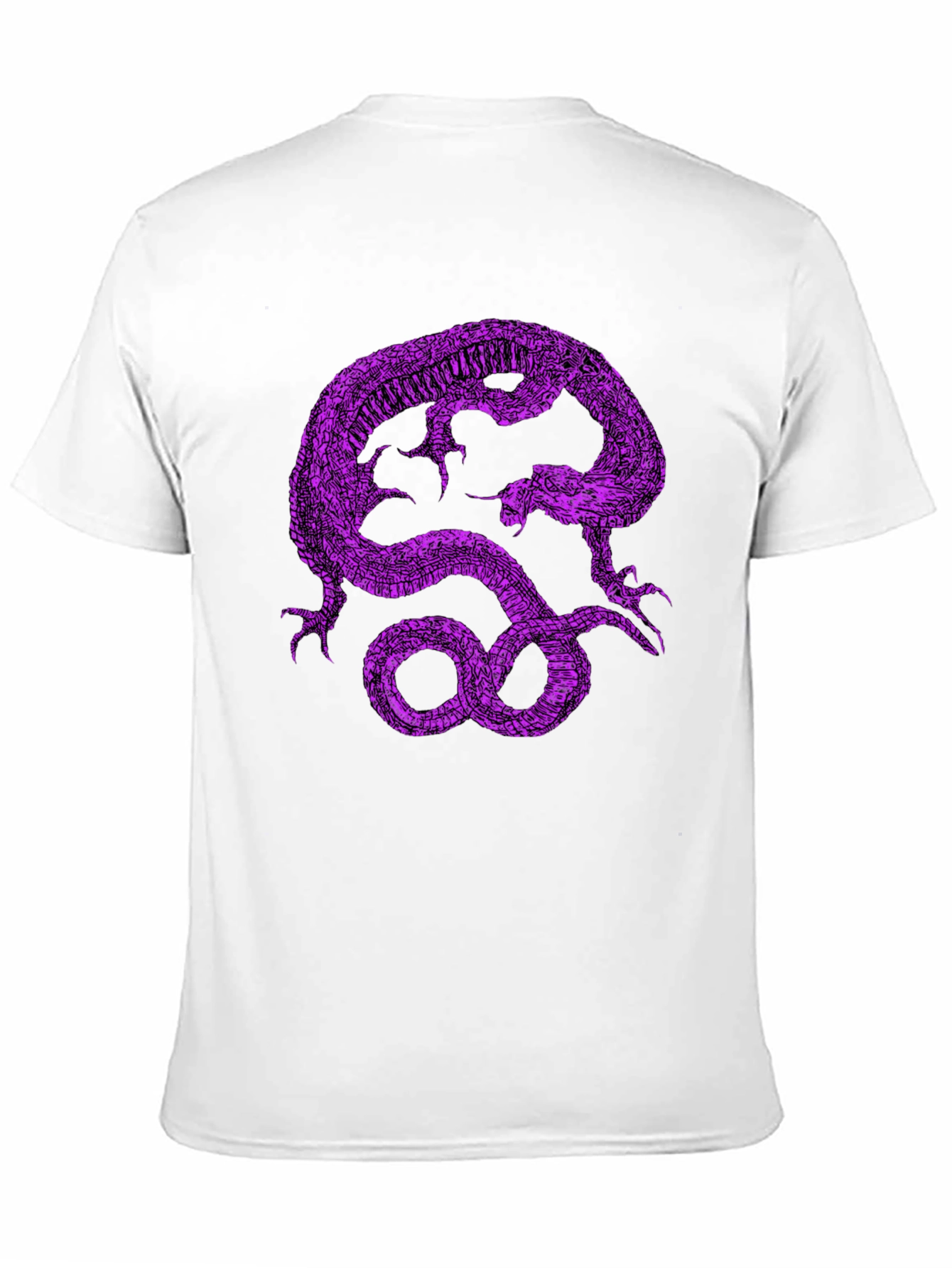 Black T-Shirt with Purple Dragon Graphic Print