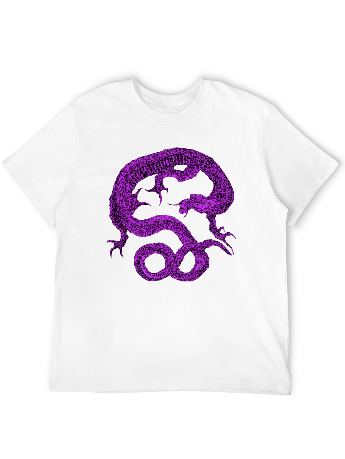 Black T-Shirt with Purple Dragon Graphic Print