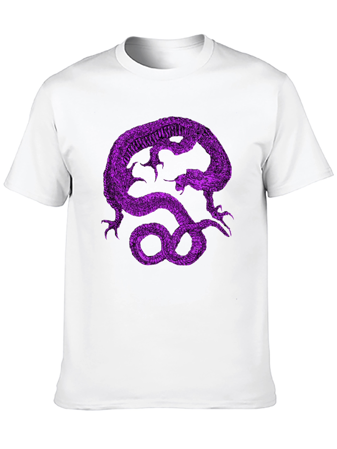 Black T-Shirt with Purple Dragon Graphic Print