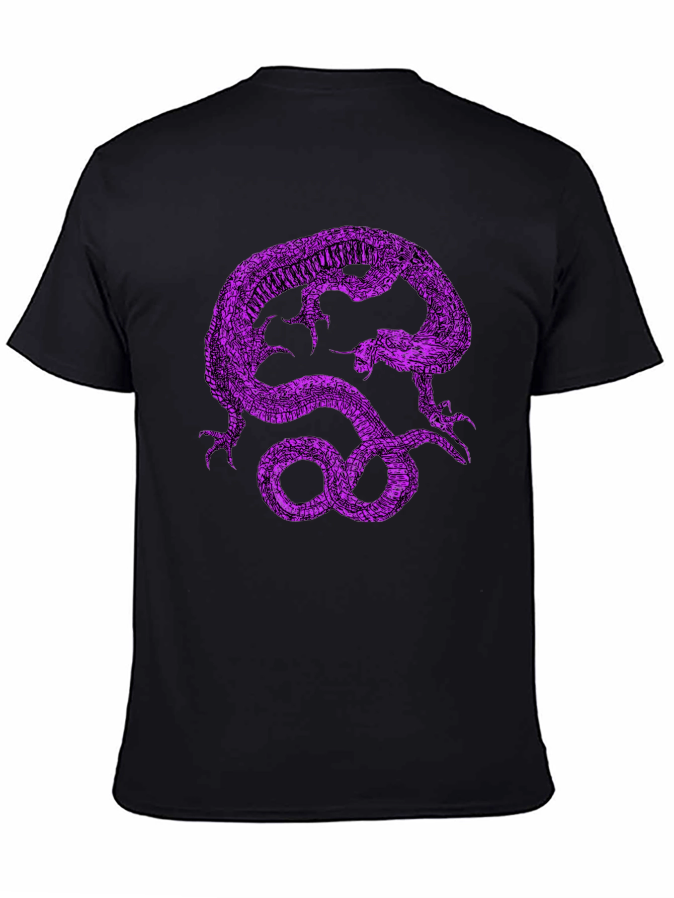 Black T-Shirt with Purple Dragon Graphic Print