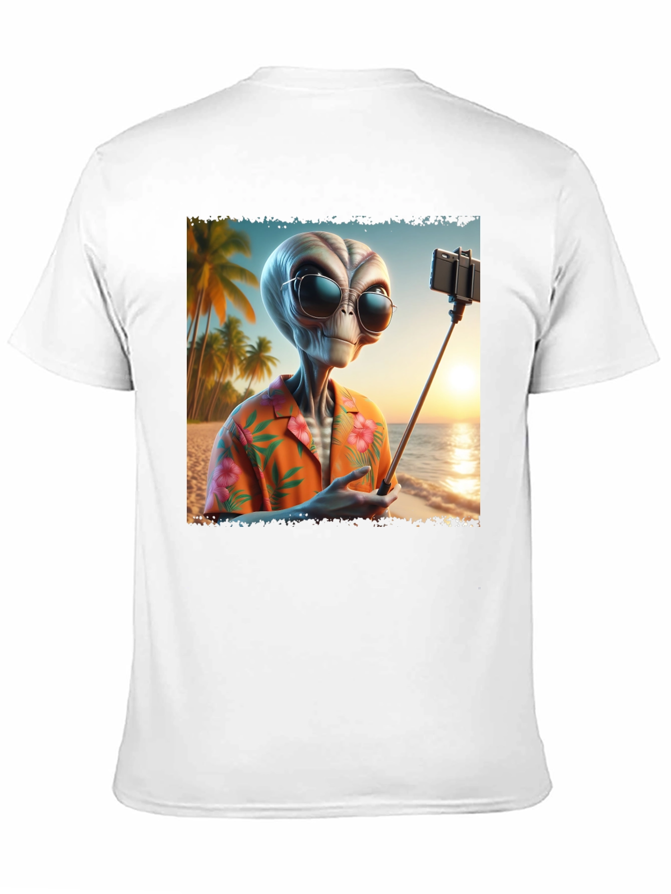 Alien Beach Selfie Graphic Tee - Black T-Shirt