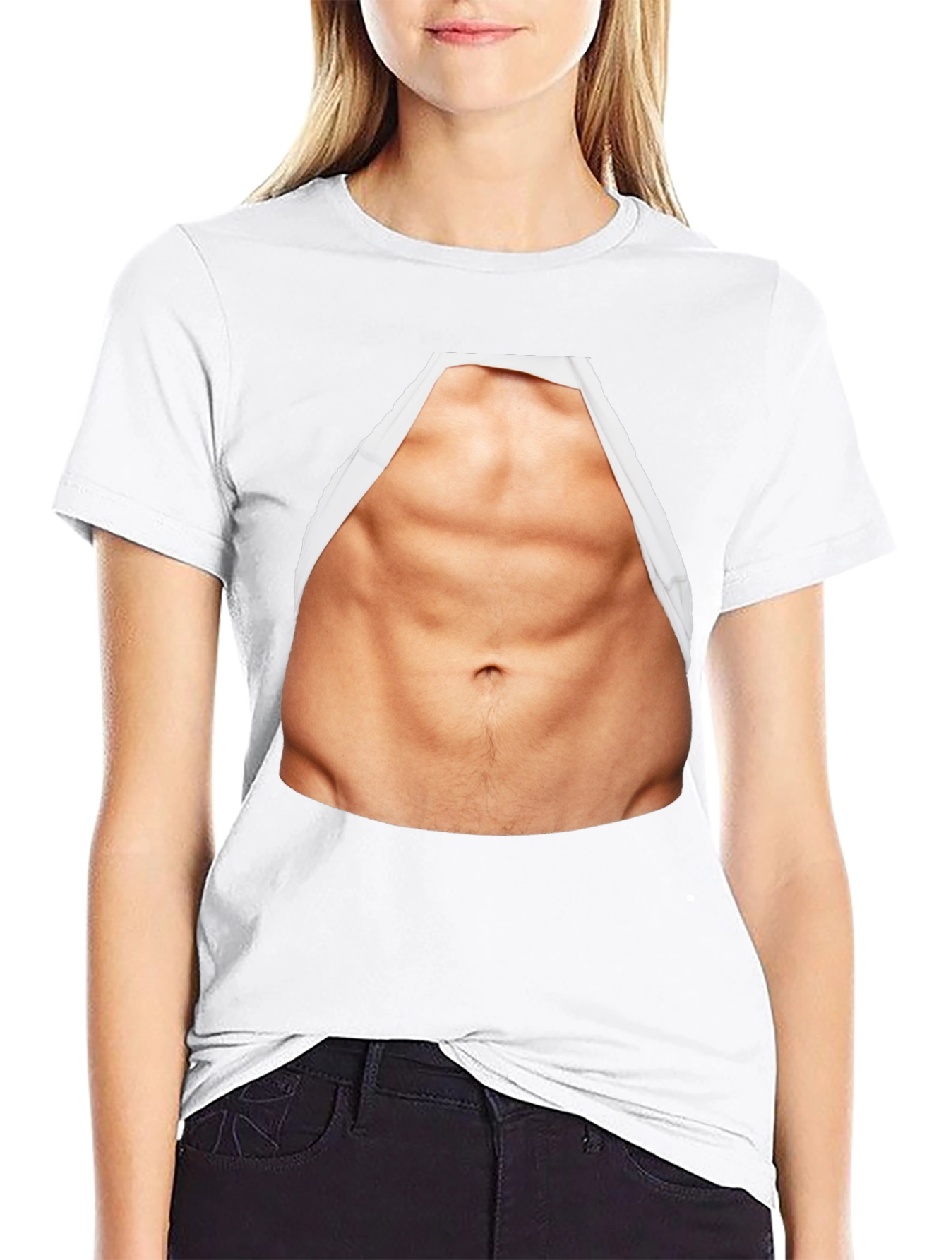 Funny Abs Print T-Shirt