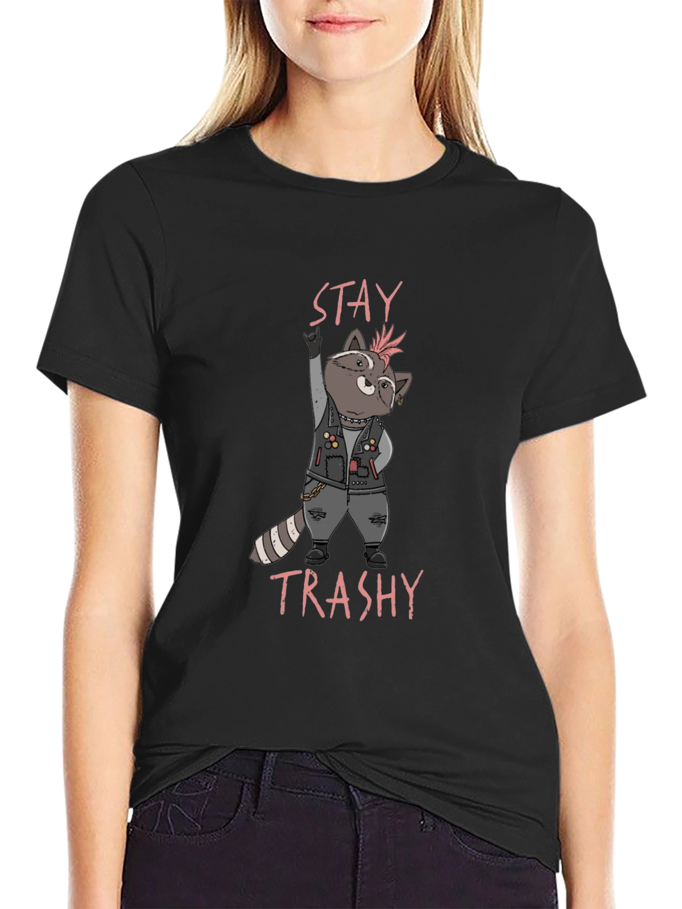 Stay Trashy Raccoon T-Shirt - Punk Rock Style