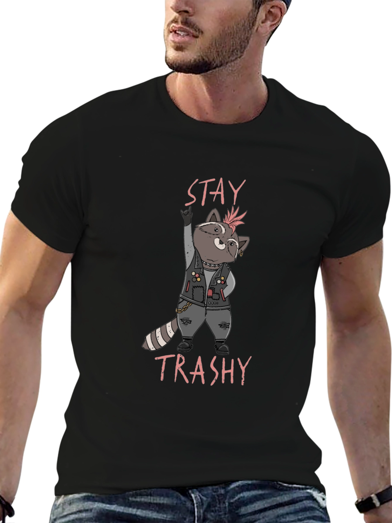 Stay Trashy Raccoon T-Shirt - Punk Rock Style
