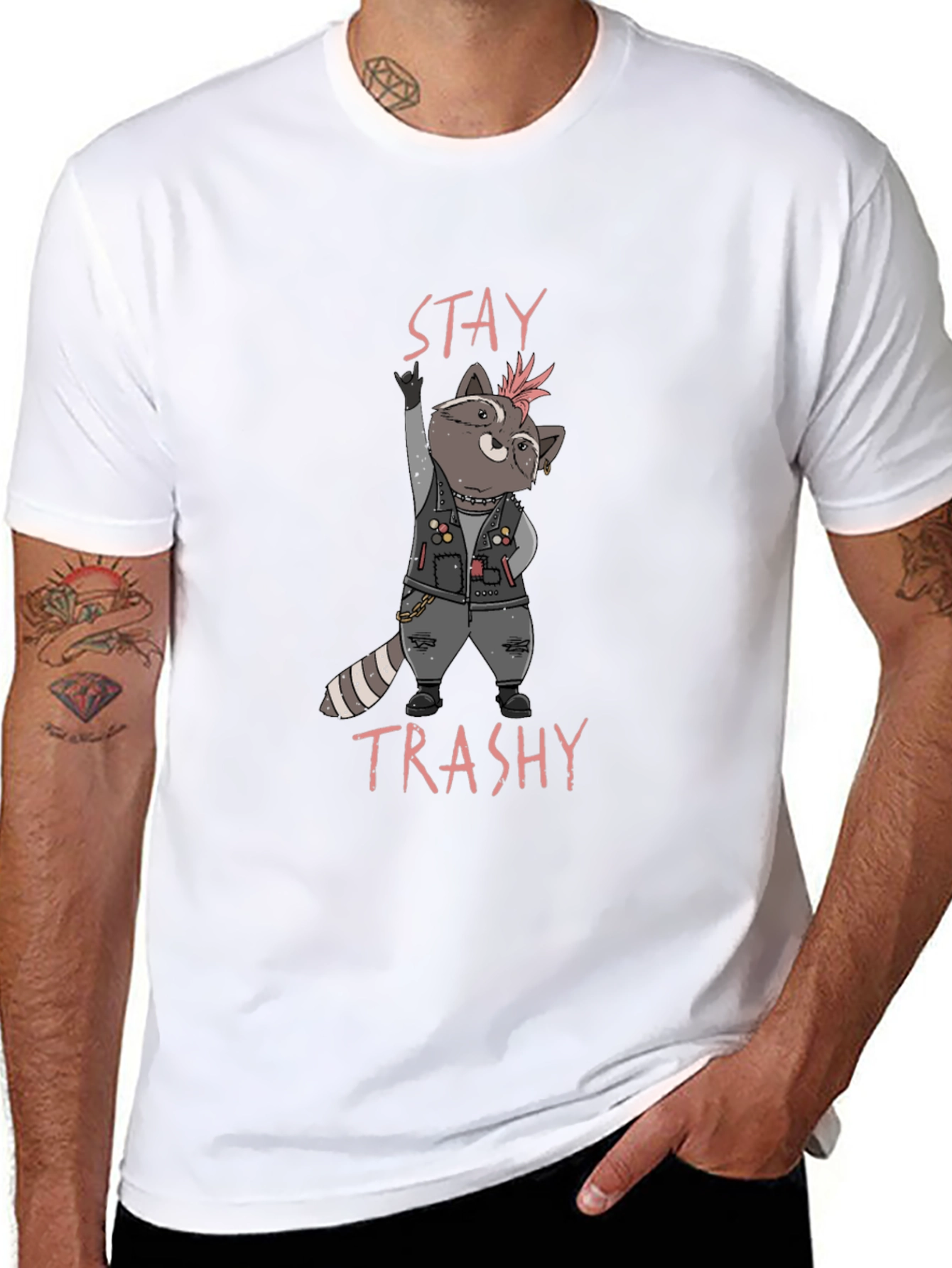 Stay Trashy Raccoon T-Shirt - Punk Rock Style