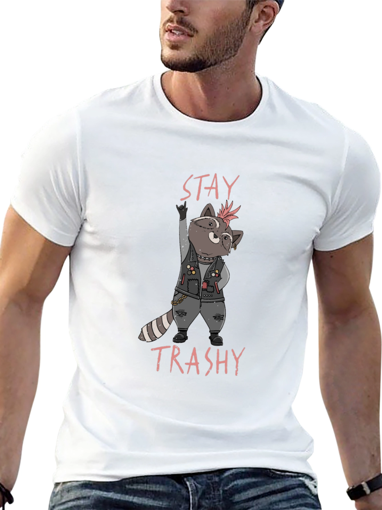 Stay Trashy Raccoon T-Shirt - Punk Rock Style
