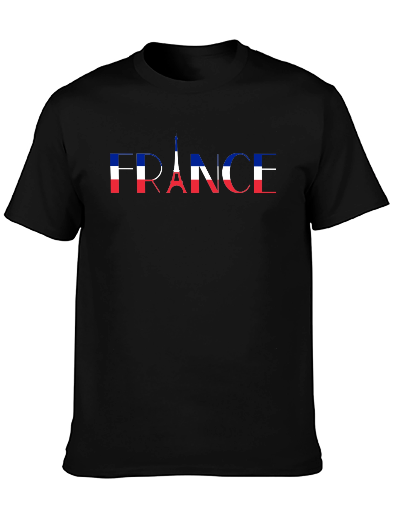 France Eiffel Tower Flag T-Shirt - Black