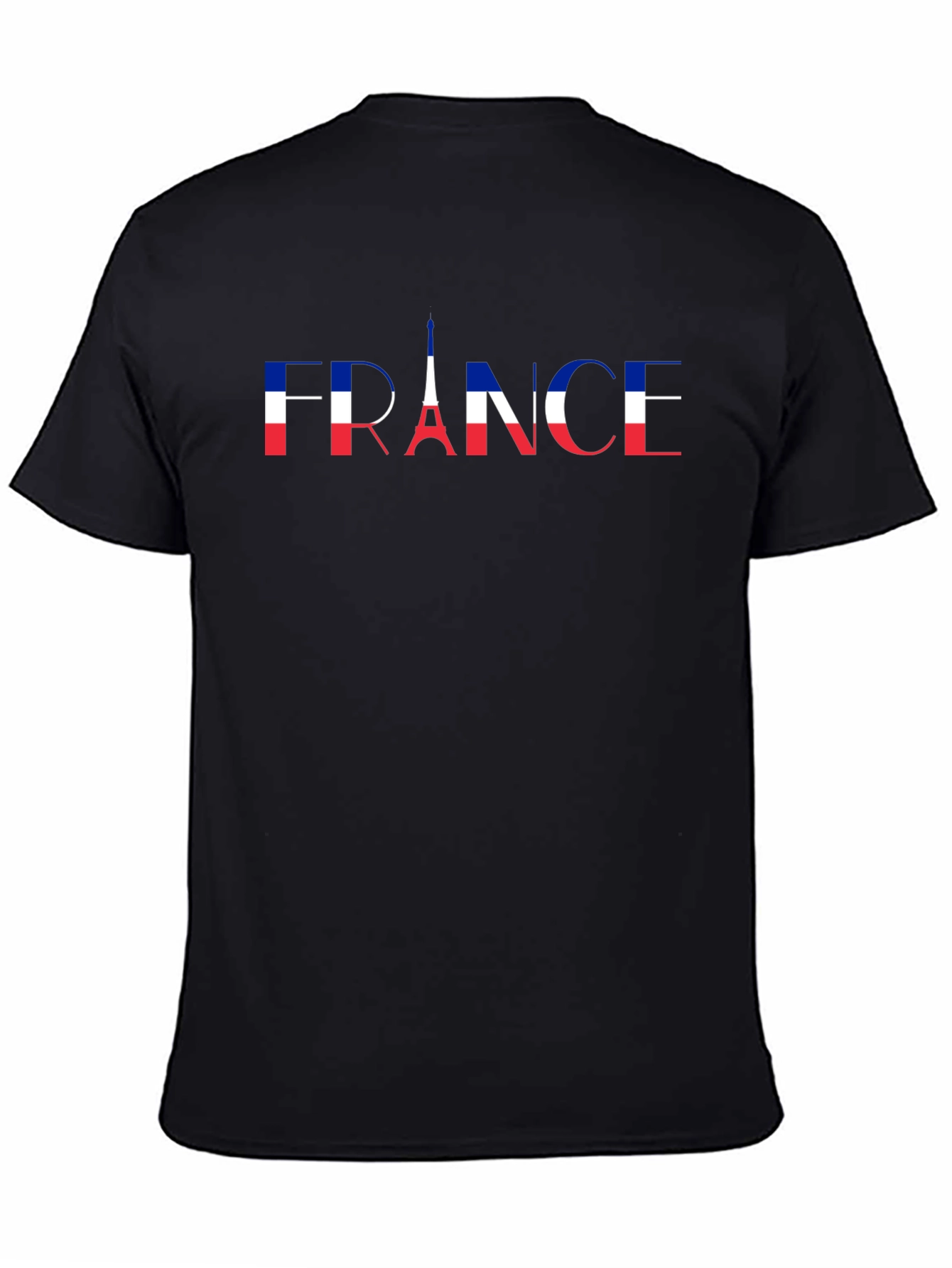 France Eiffel Tower Flag T-Shirt - Black