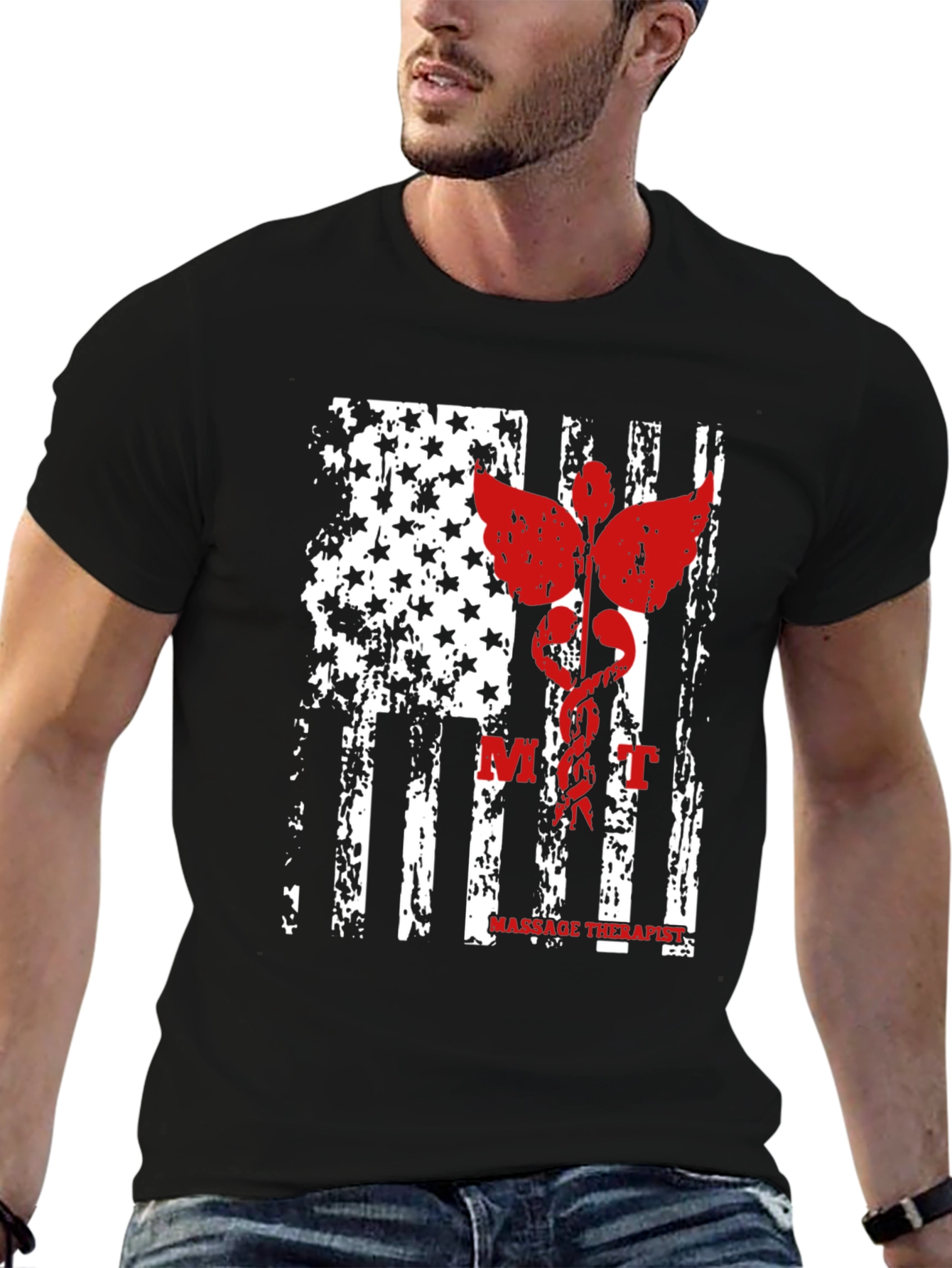 Massage Therapist American Flag Graphic Tee