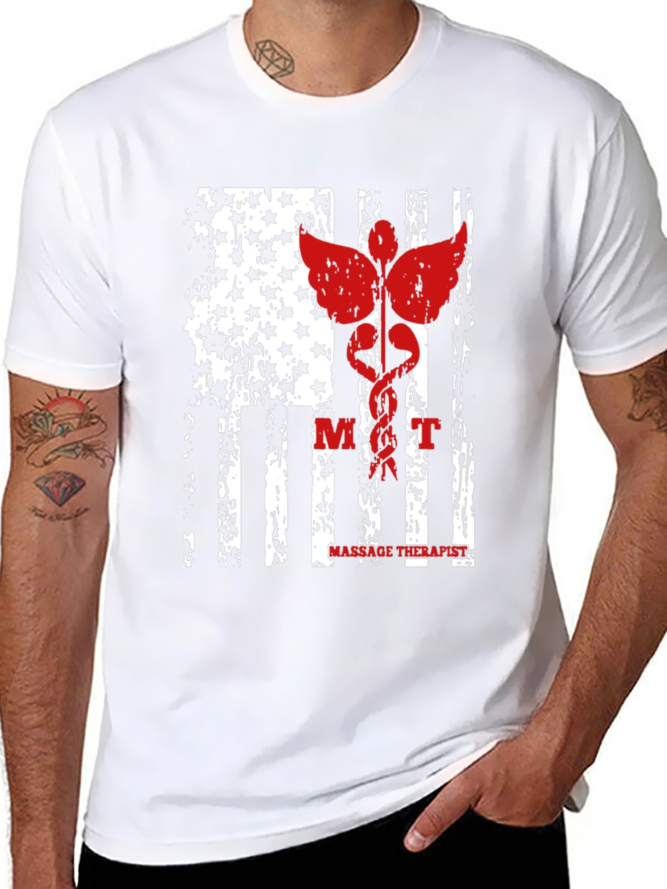Massage Therapist American Flag Graphic Tee