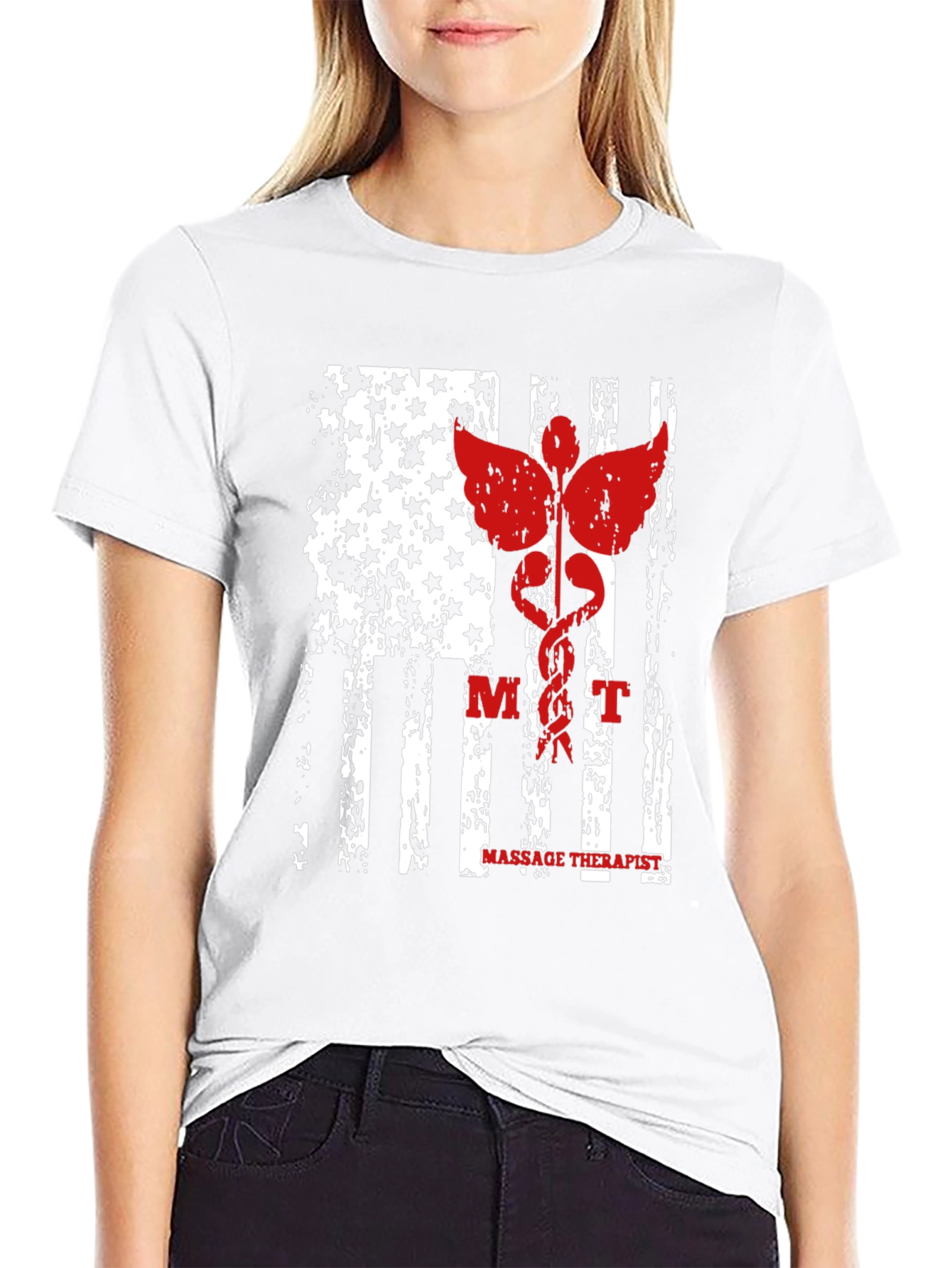 Massage Therapist American Flag Graphic Tee
