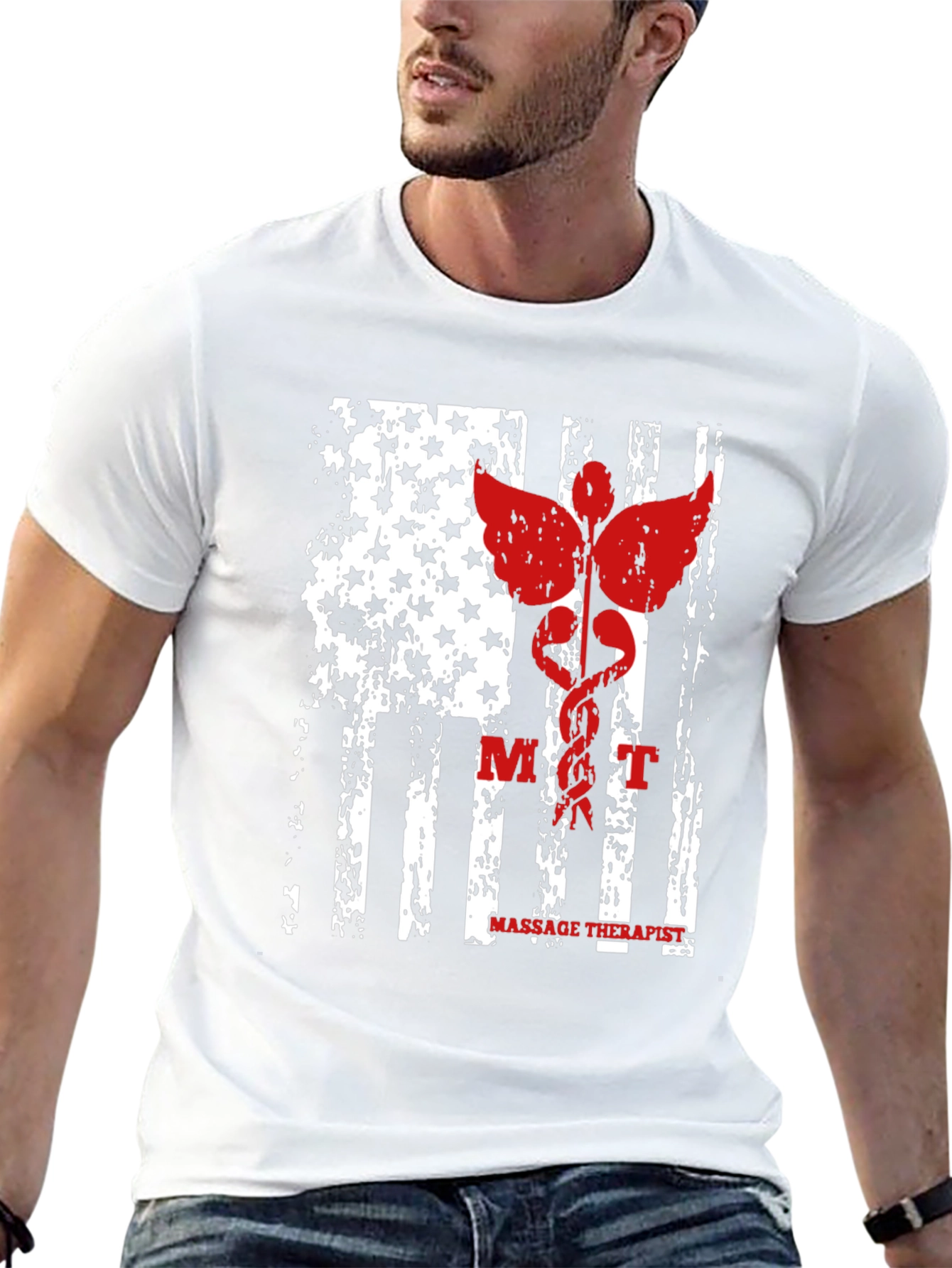 Massage Therapist American Flag Graphic Tee