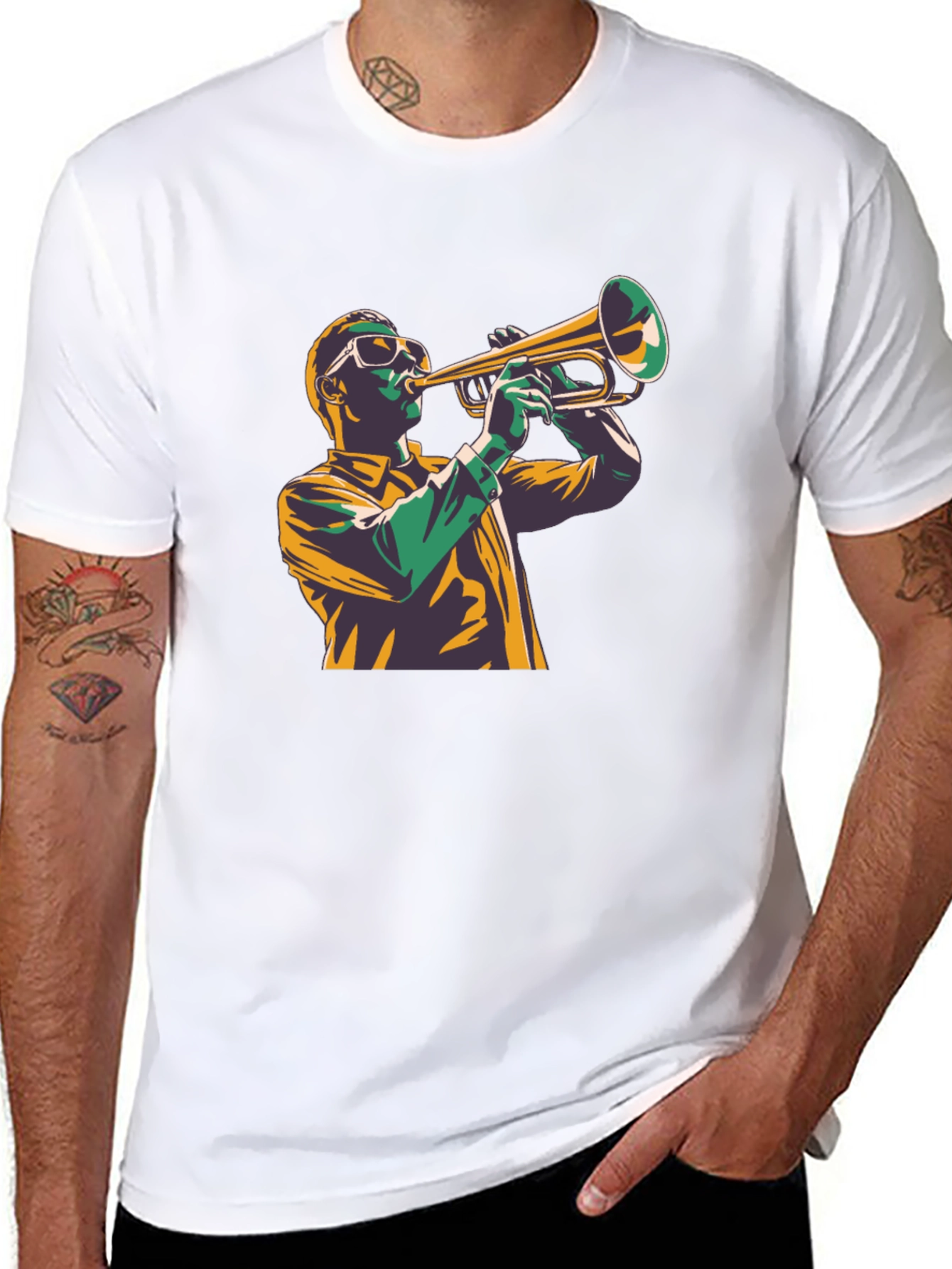 Jazz Trumpet Player Graphic Tee - Cool Design