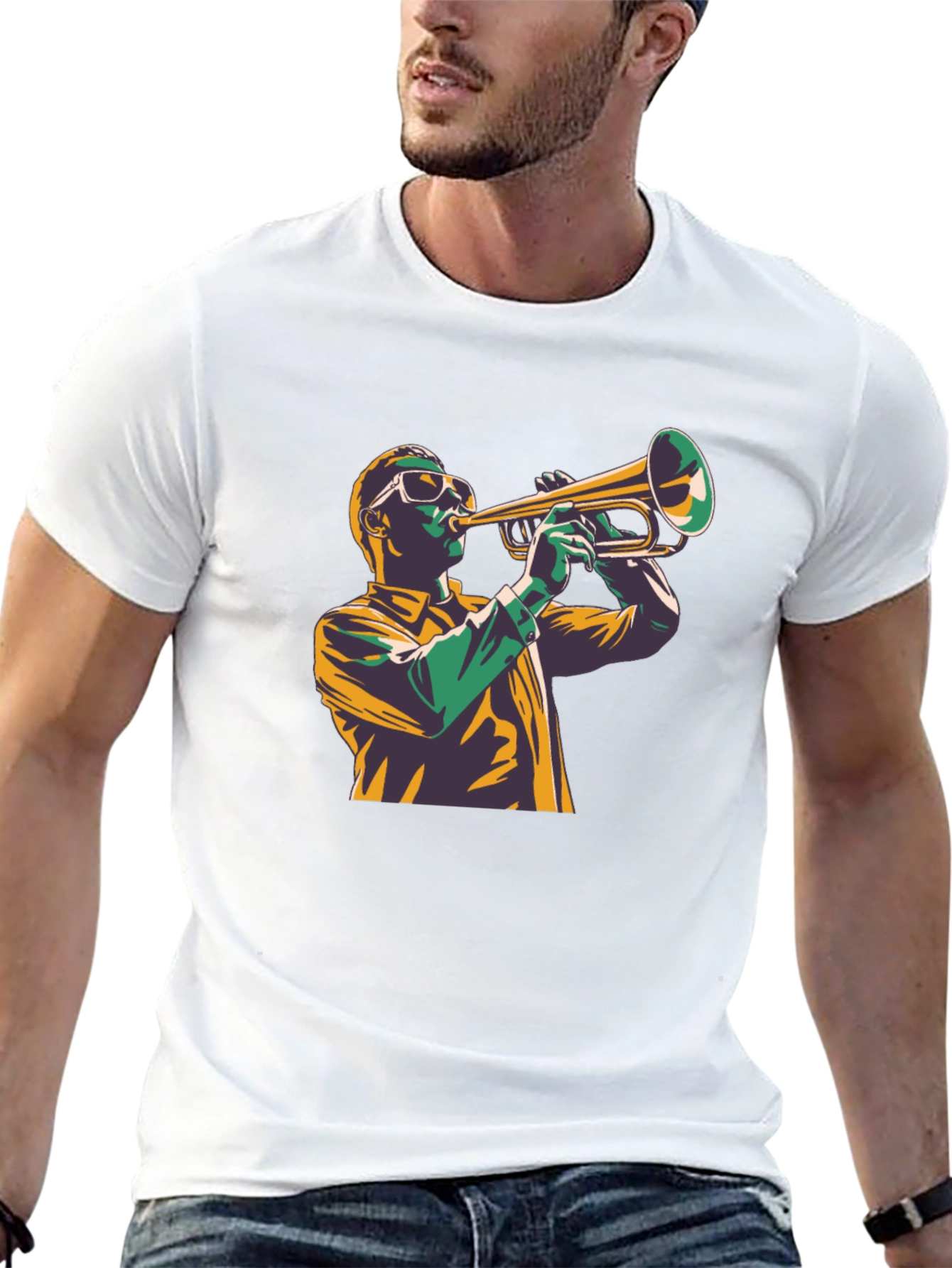 Jazz Trumpet Player Graphic Tee - Cool Design