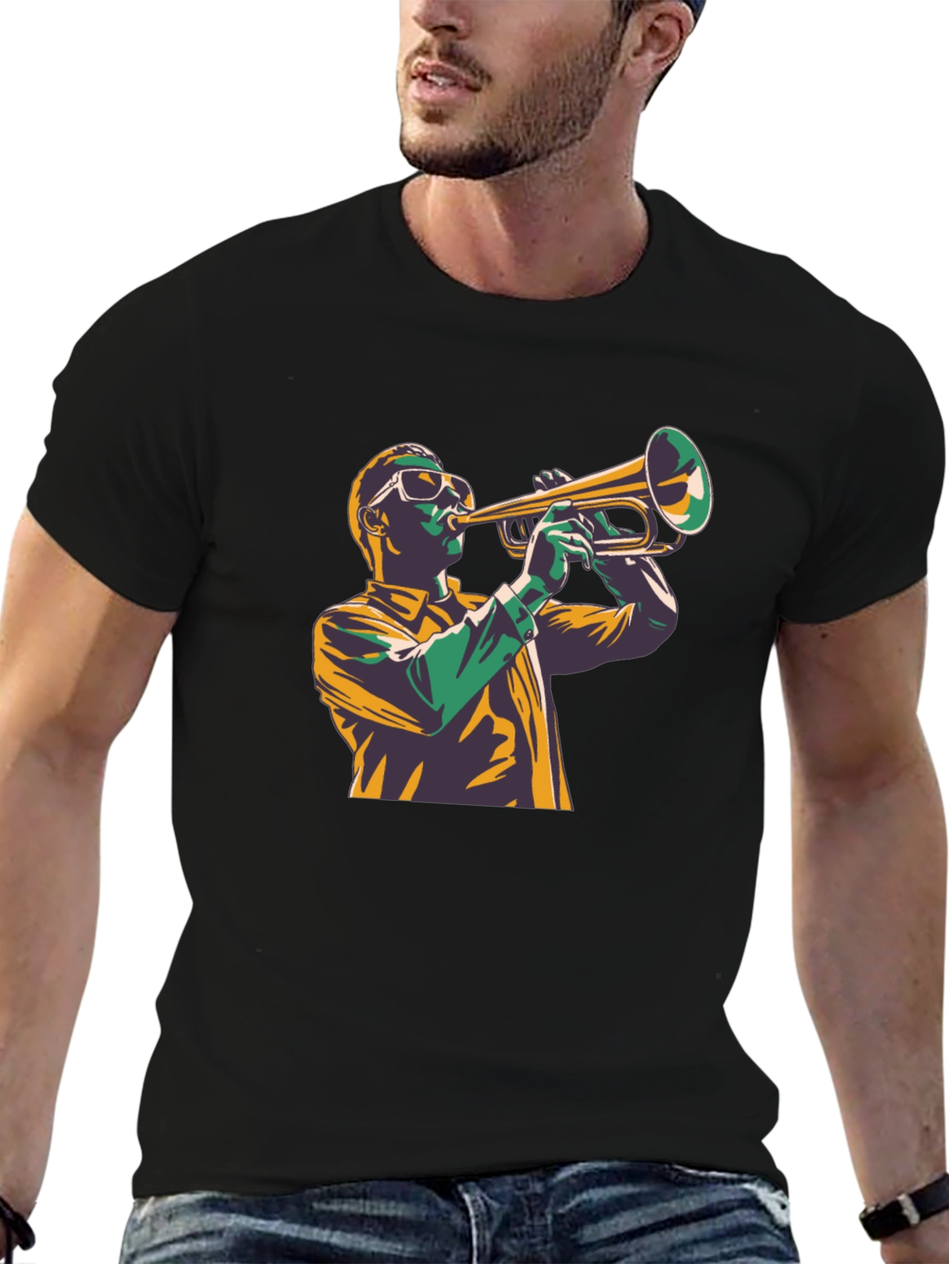 Jazz Trumpet Player Graphic Tee - Cool Design