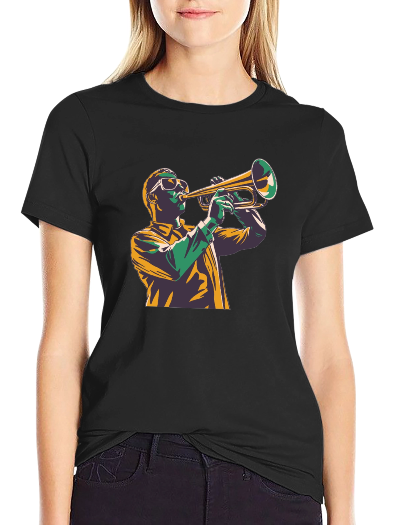 Jazz Trumpet Player Graphic Tee - Cool Design